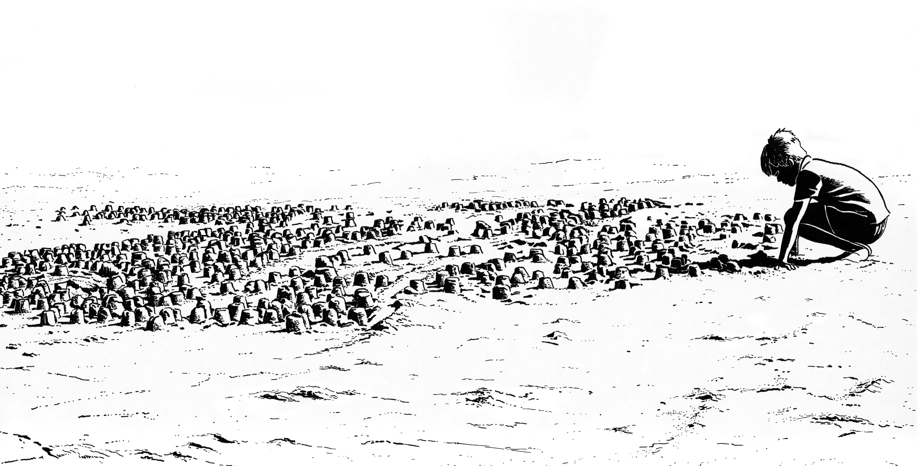 Sandcastles - Ink on paper 40x20 cm