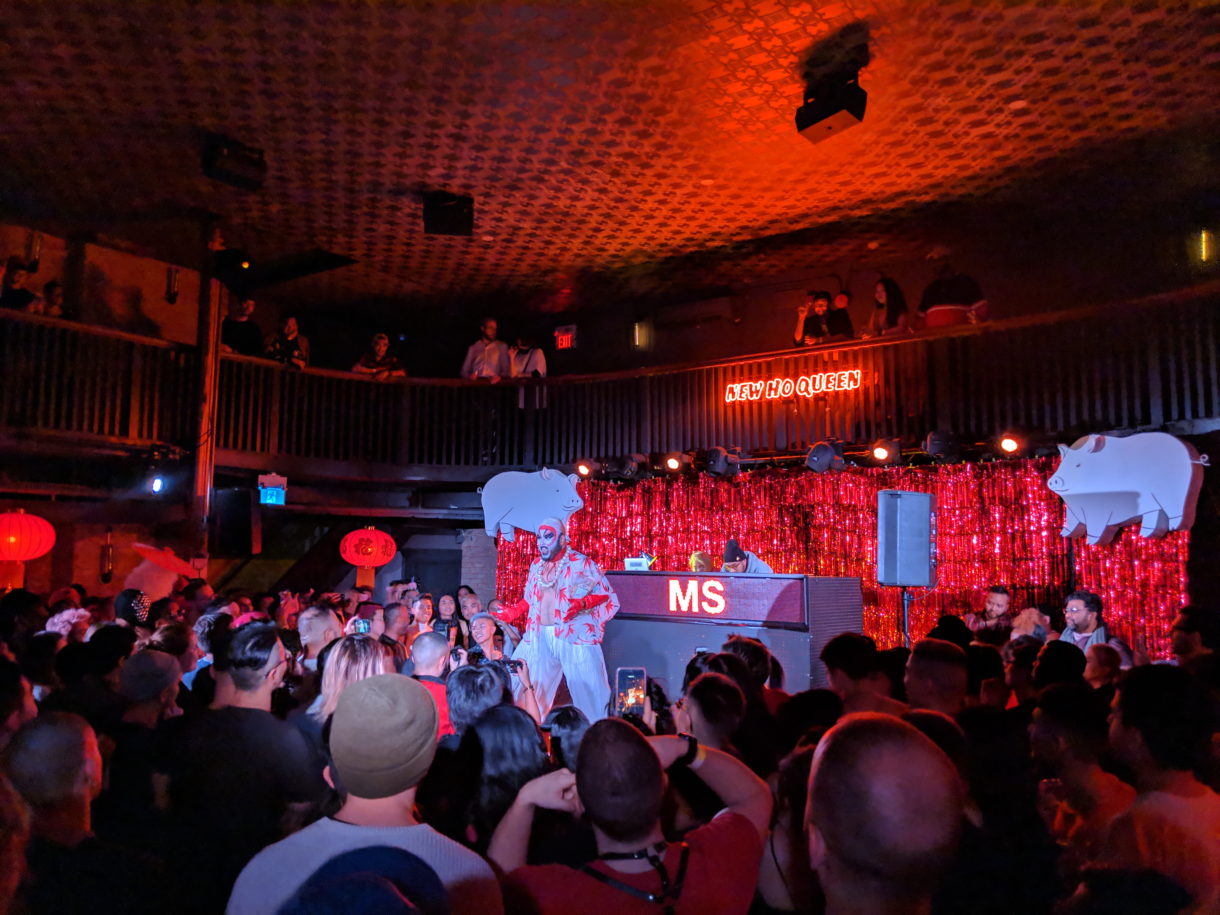 Ms. Nooky Galore's theatrical performance during NHQ's Lunar New Year party, Year of the Pig. Feb. 8, 2019 at Longboat Hall.