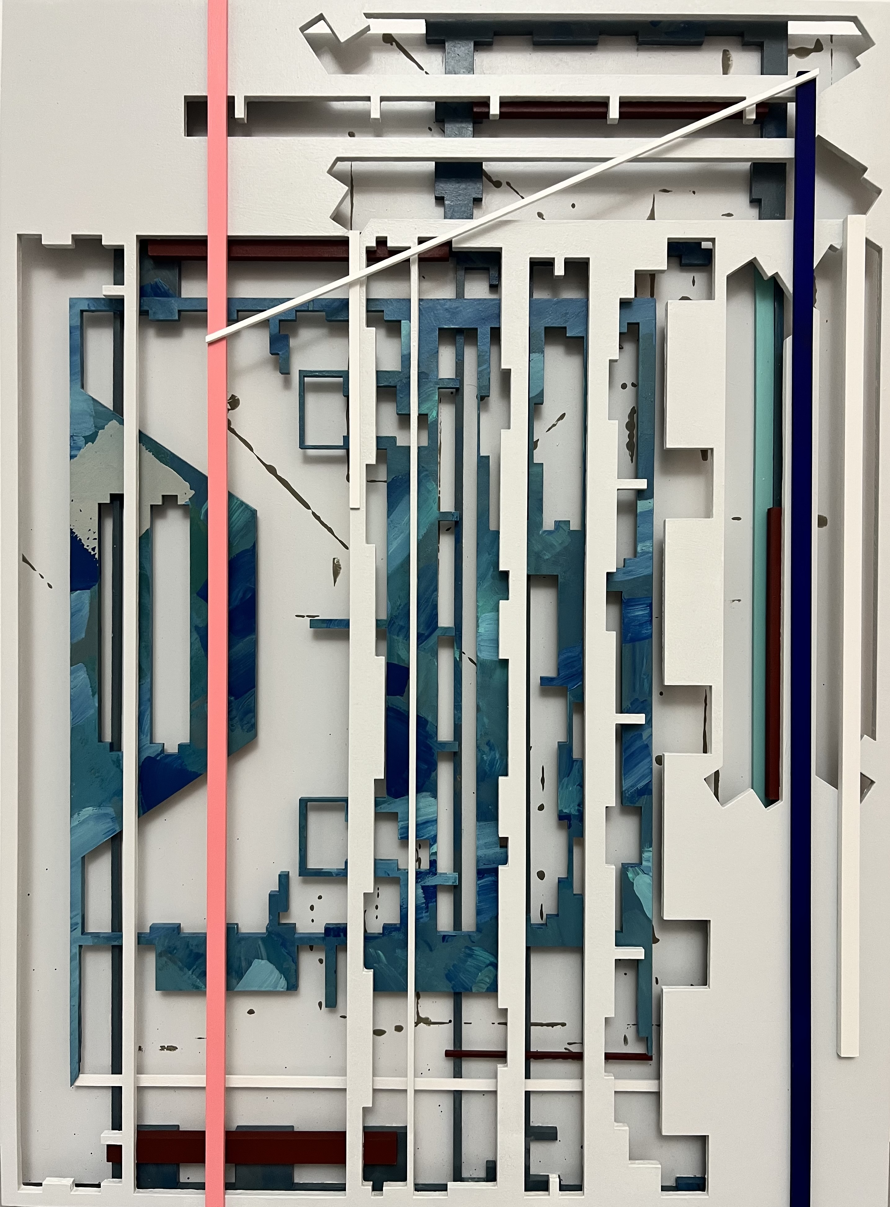 "Vertical City Map" 2023 Mixed Media on MDF 80x123x5 cm