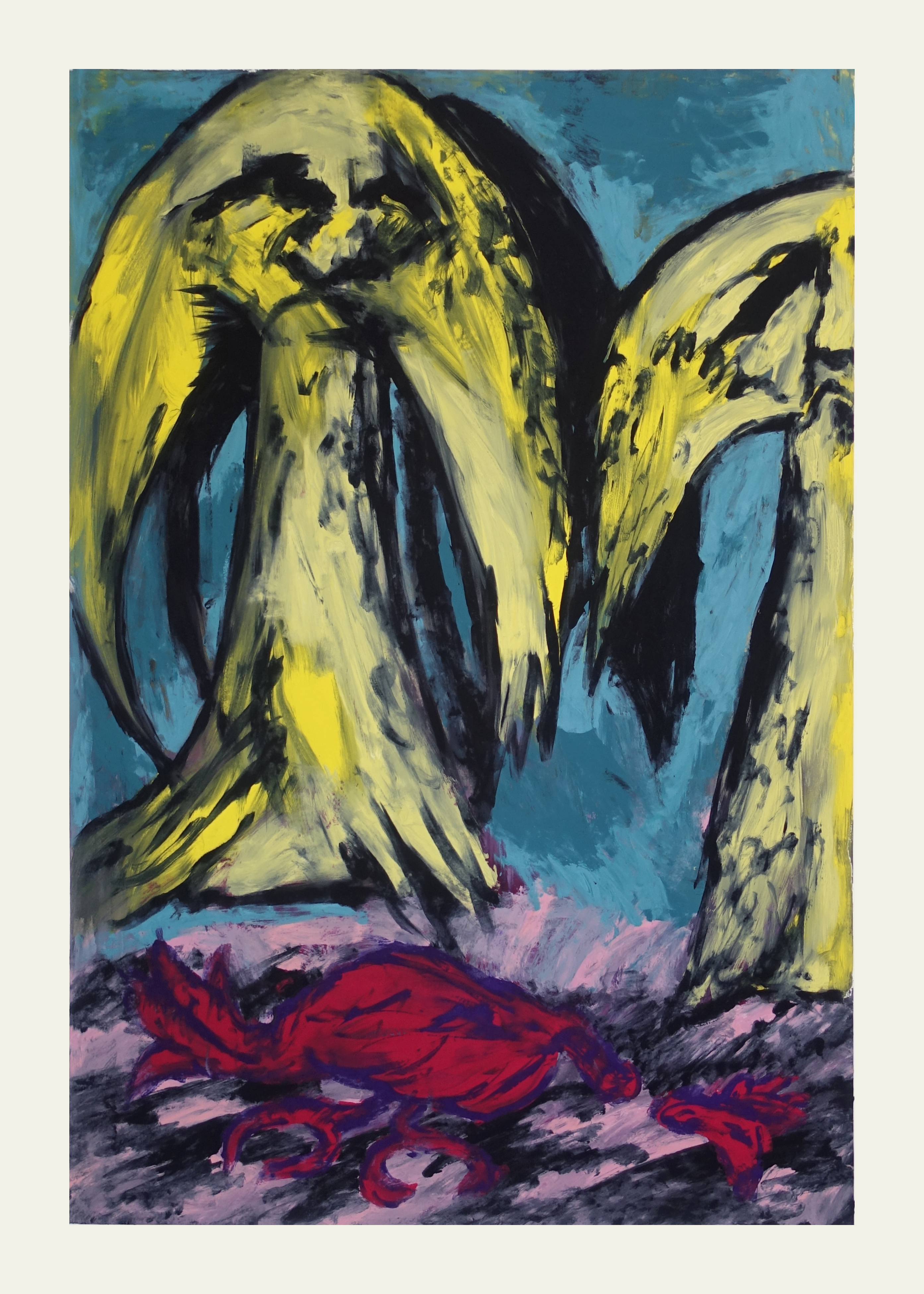 The Elixir or an Oily Juice in Fluxserigraphic monotype on paper, 140x100cm, 2024