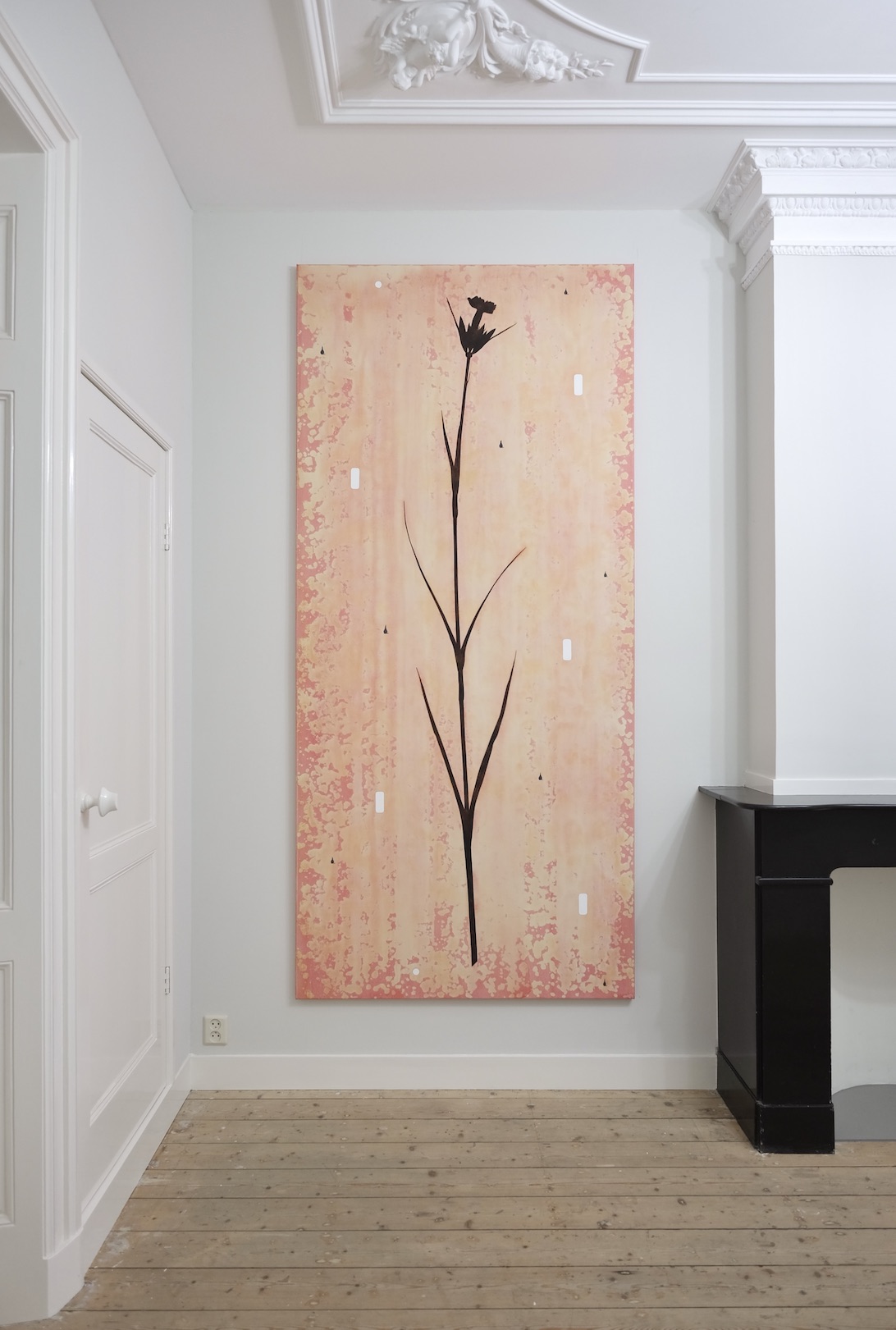 'Caring carnation', 2023, acrylic and graphite pencil on canvas, 250 x 115 cm