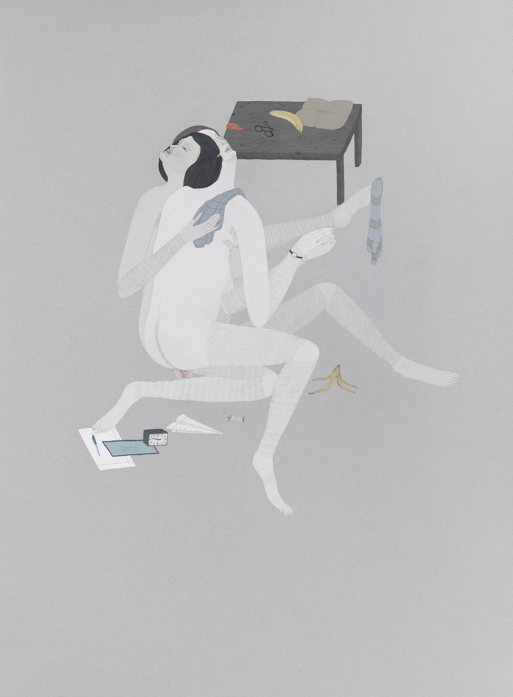 Embracing Couple with Banana Skin