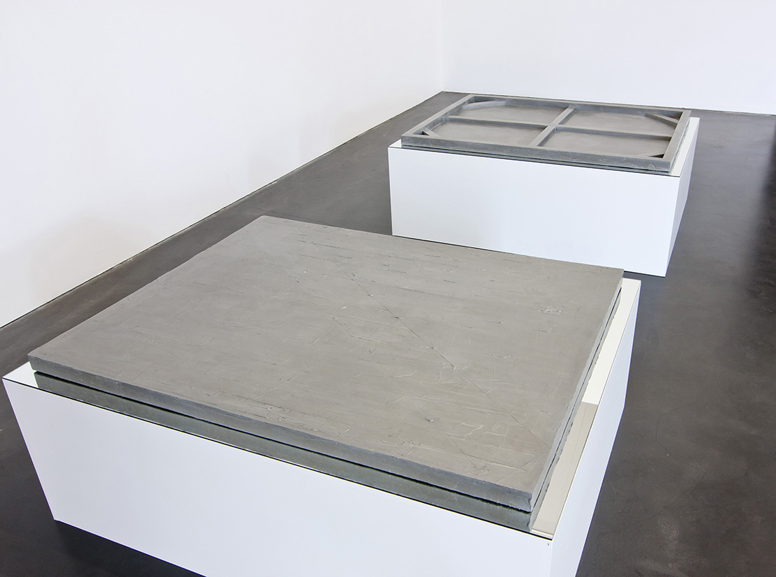 Split version, front and back of paining (Original) cast in jesmonite 