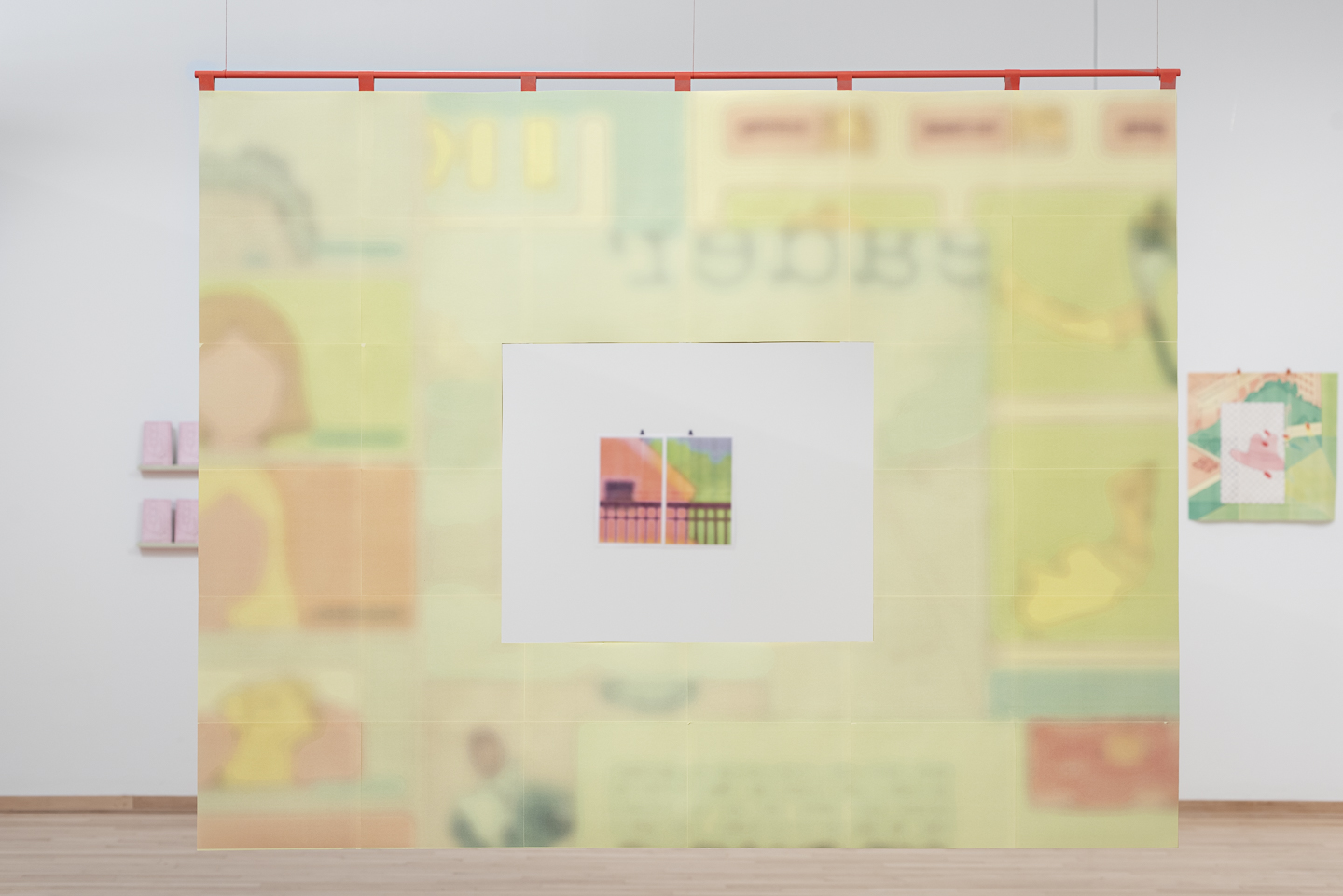 My Days Go On As Normal (view from back), 2023, 49" x 63.5", laserprint on paper