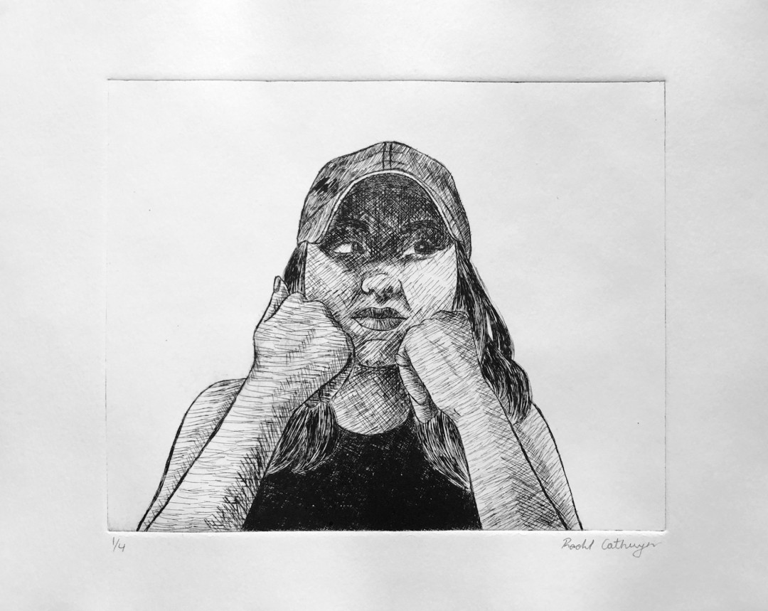 Rachel Johnson, Reilly, 2019. Etching, 11 x 14". Image courtesy the artist.