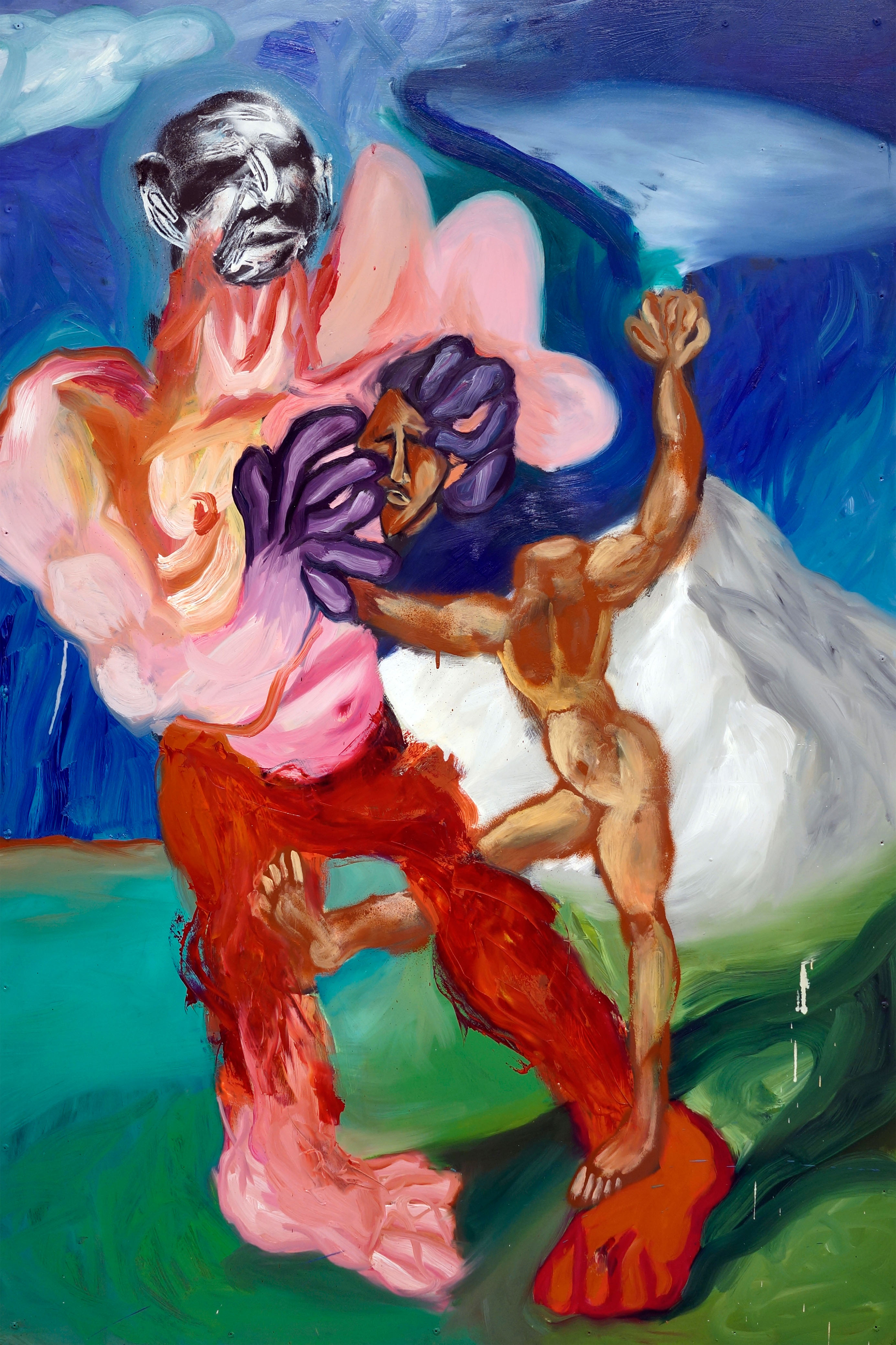 Il Riparatoyoil and spray paint on wood, 150x100cm, 2016