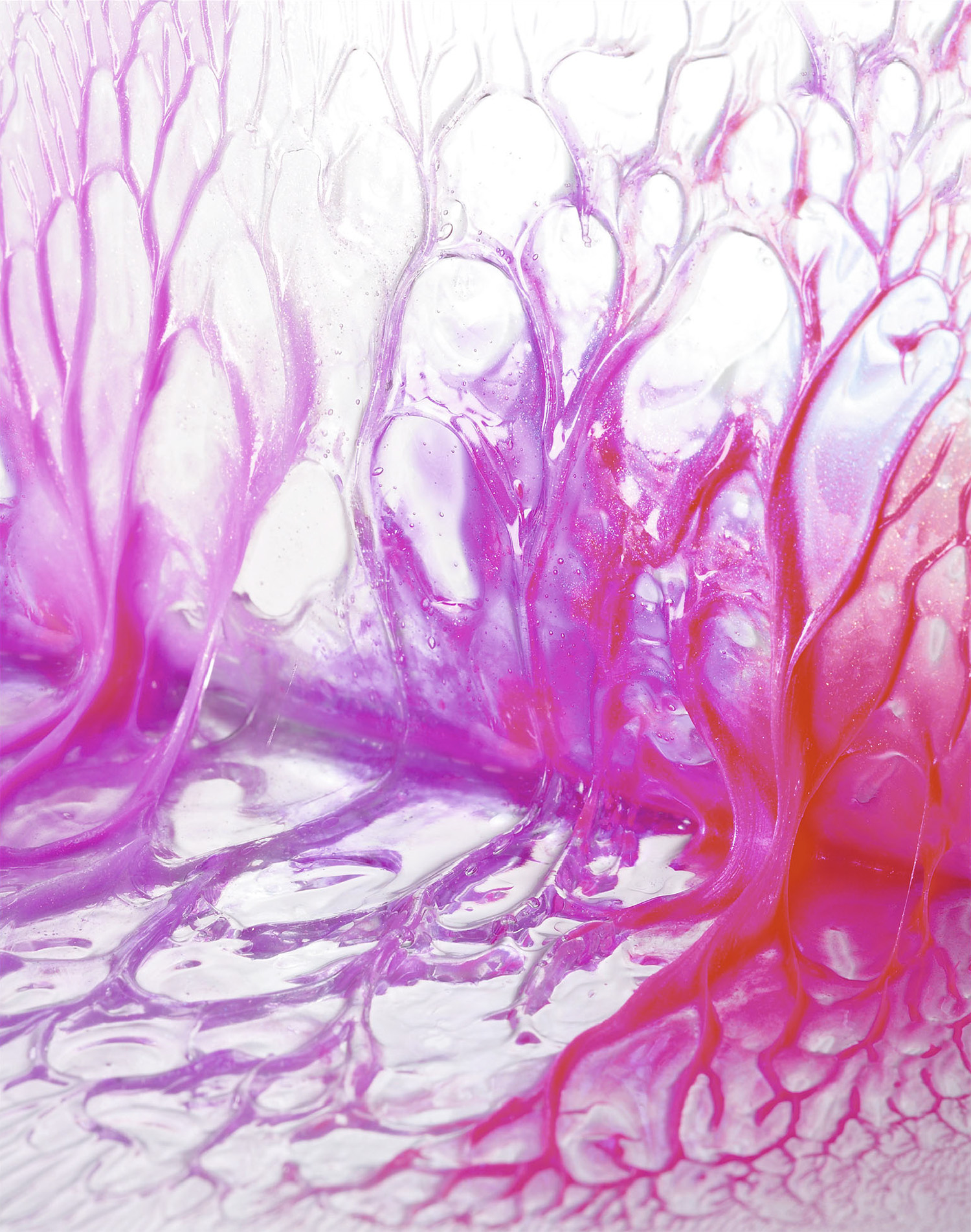KMA photographer Daniel Schweizer shoots a texture photo of hot pink paint smeared on a white surface