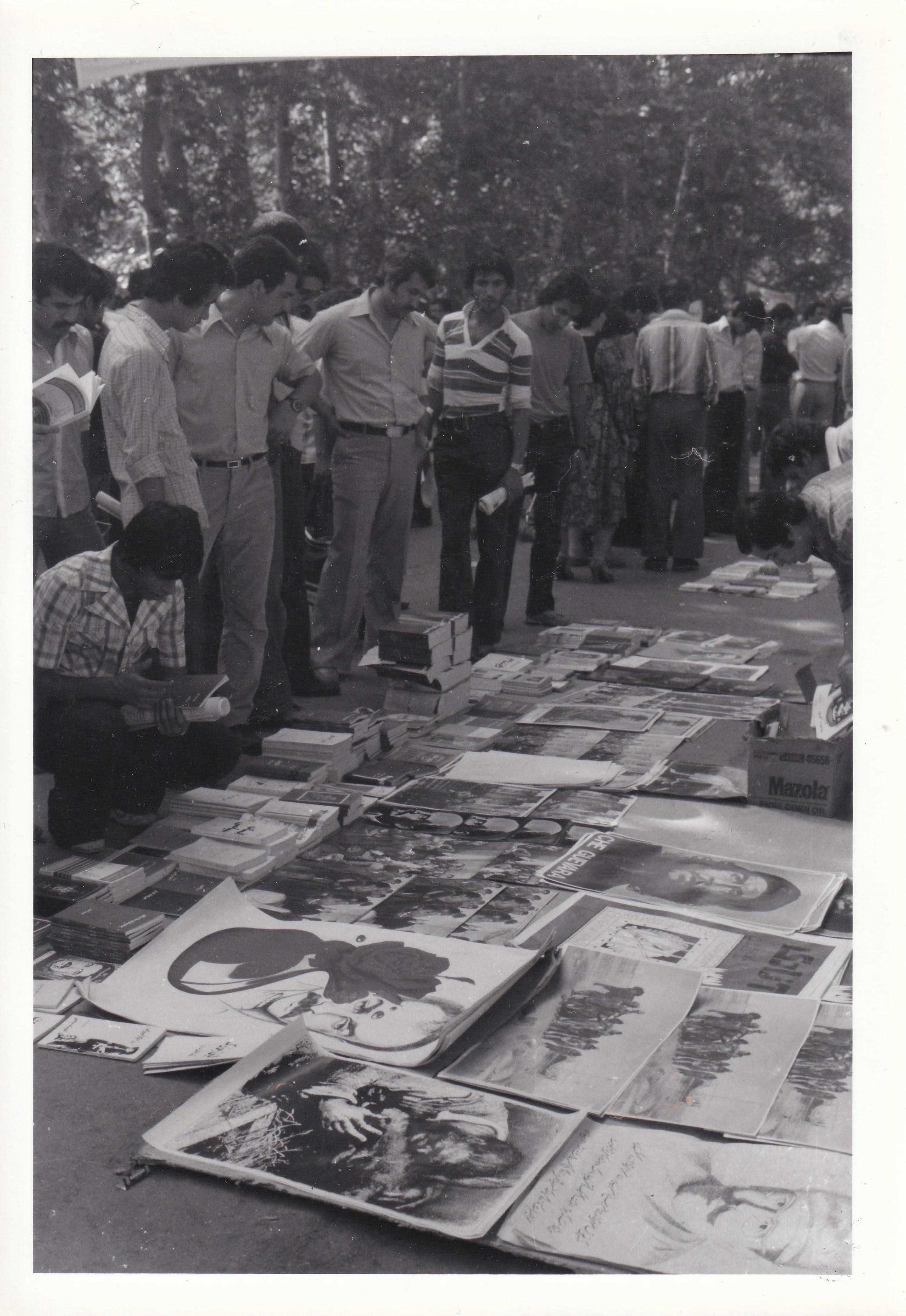 Posters and reading material outside of the University of Tehran. Posters of Che Guevara and Vladimir Lenin, alongside notable Iranian leftists. These include Khosrow Golsorkhi, a journalist, poet and Marxist activist executed by the Shah in 1974, and Samad Behrangi, author of famous children&rsquo;s book The Little Black Fish, whose death by drowning was widely assumed to be caused by the Pahlavi government.  