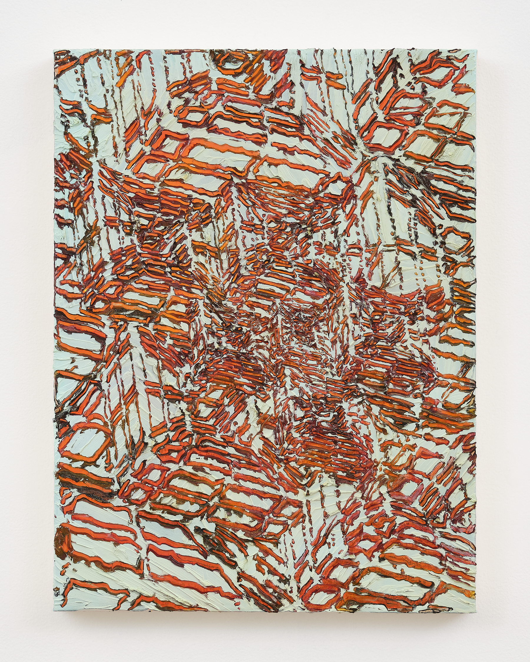 Jesse Genepi, Generator Grid, 2023 - 2025, Oil, acrylic, resin, mylar, iridescent pigment, on canvas, 24 (H) x 18 (W) in.