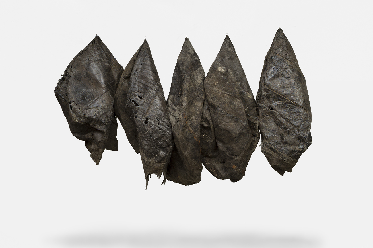 Paz LiraRemanentes de trastocado silencio, 20195 filtros embebidos en alquitrán150 x 70 cm