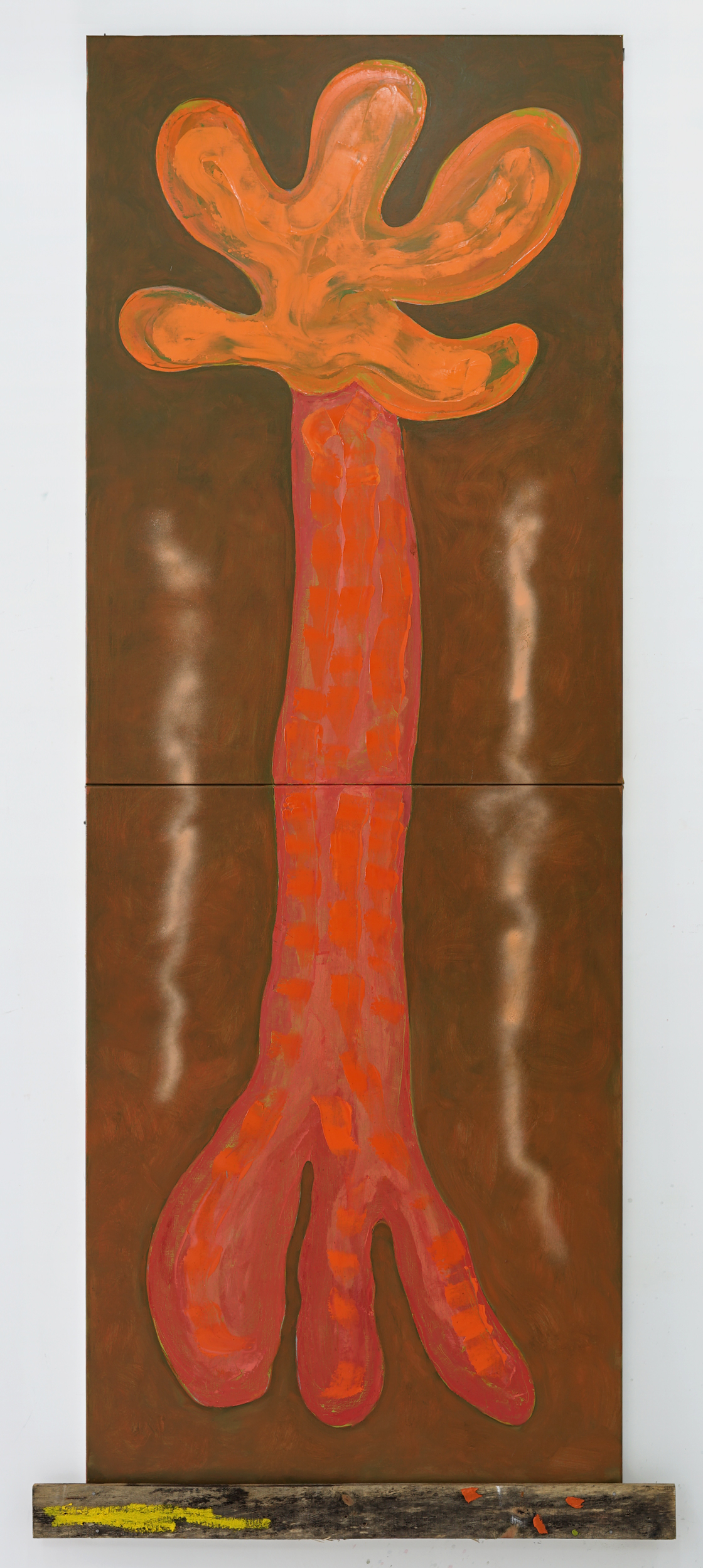 A tree, 2021Oil, spray paint and wood on canvas280 x 100 cm