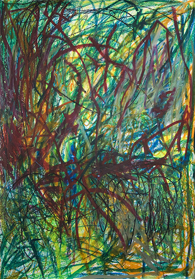Untitled 4 (2013) Oil pastel on paper. 53 x 95 in.