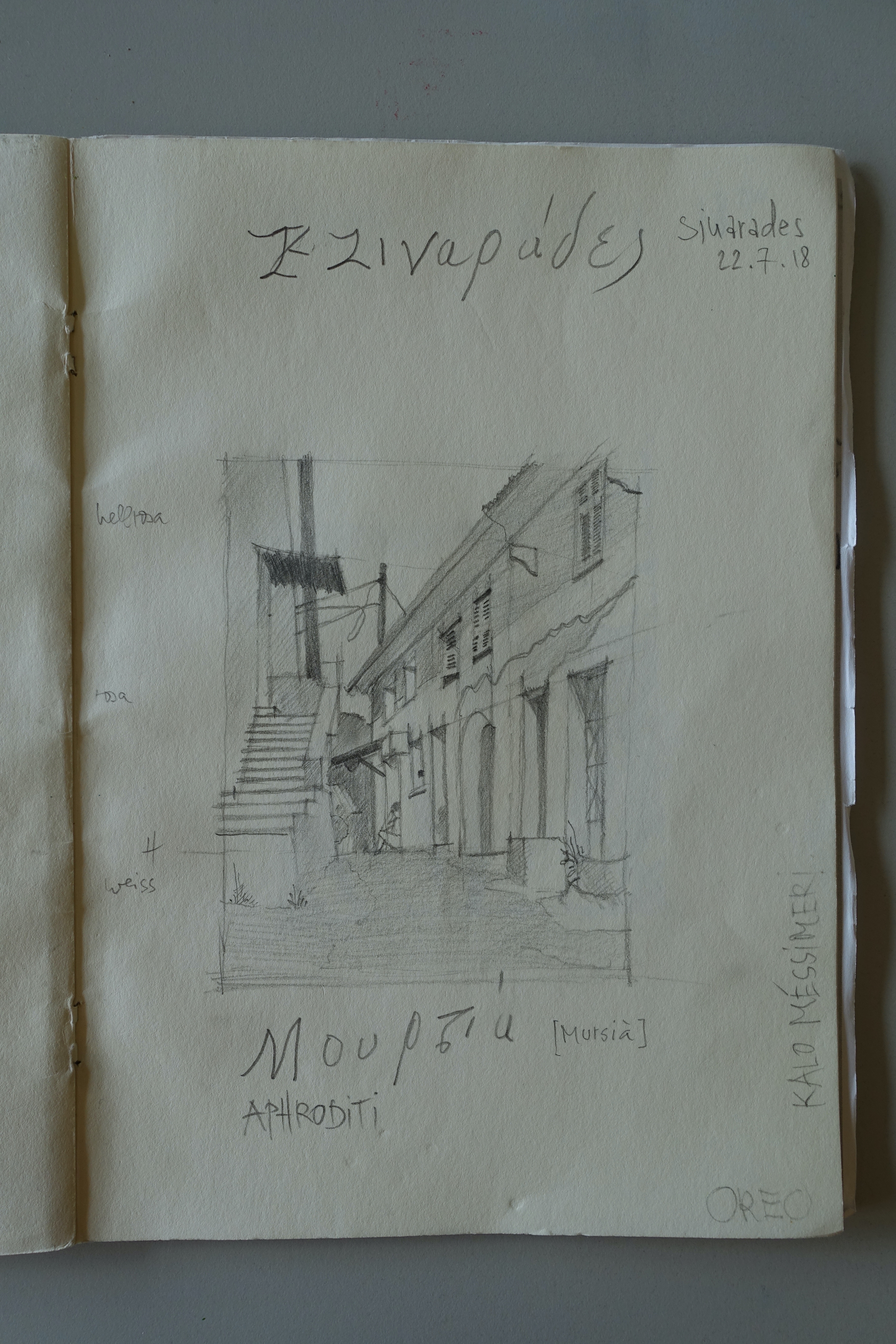 Kleinformatige, detaillierte Vorzeichnungen für Ölstudien in der Landschaft - Sinarades, Juli 2018