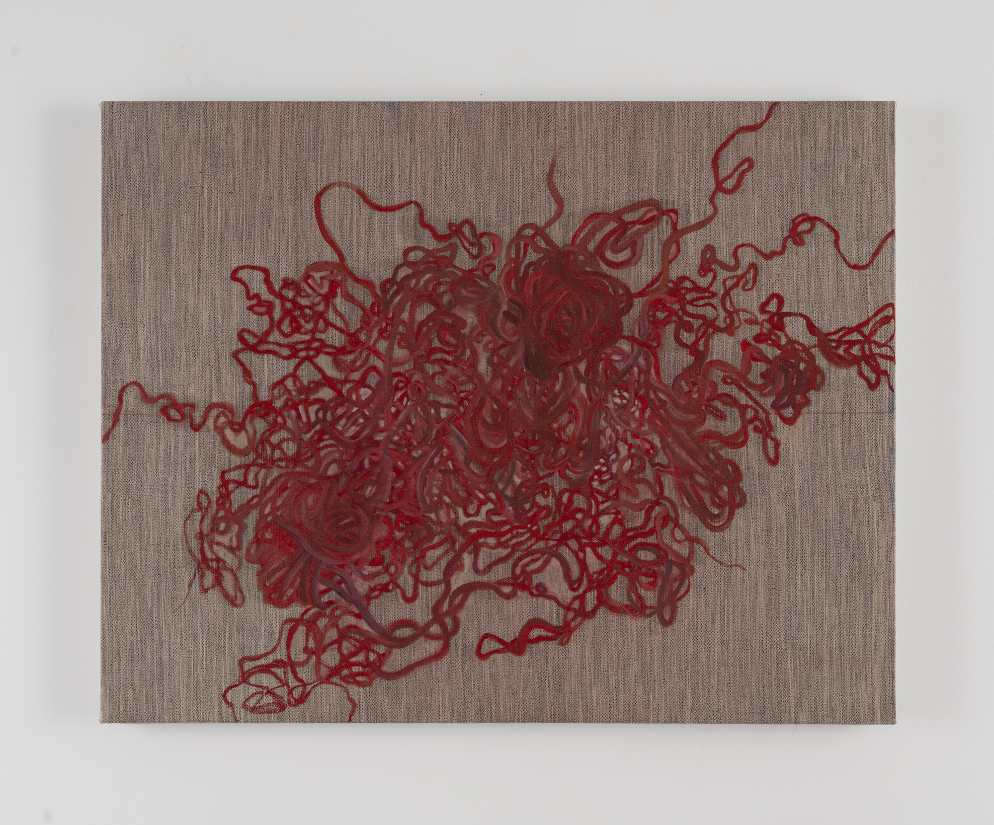  Tangled, 2024, Oil on interfacing fabric, 22x28in