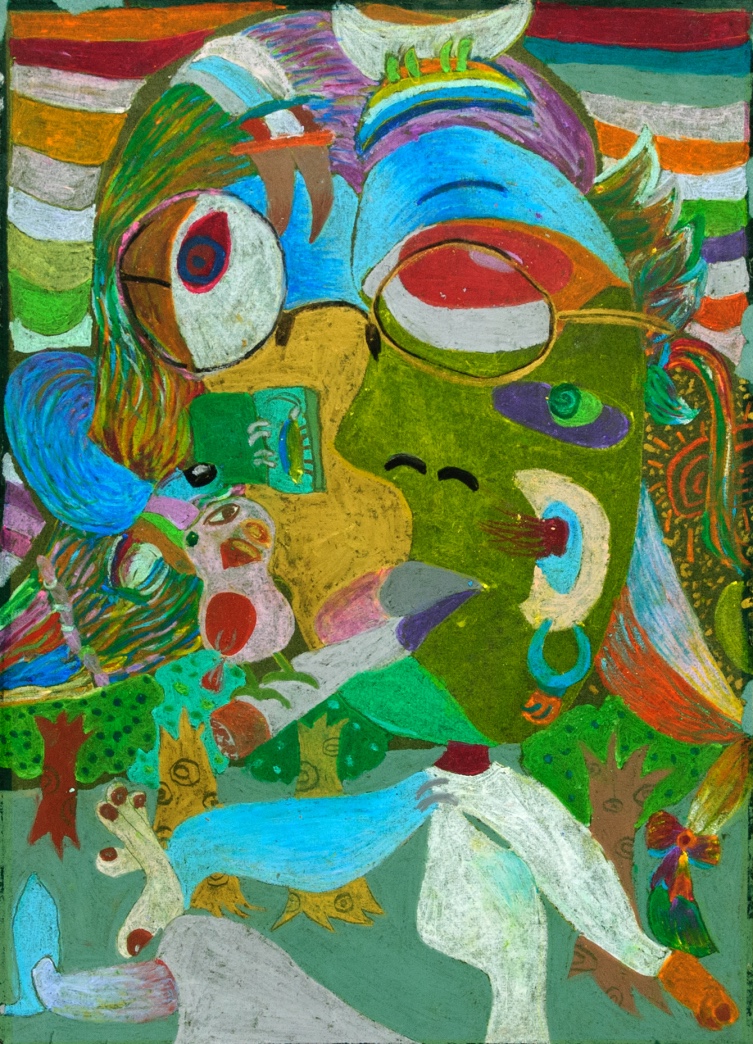 Ms. Huang / crayon on colored paper / 42*29.7(cm) / 2005 (age 11)