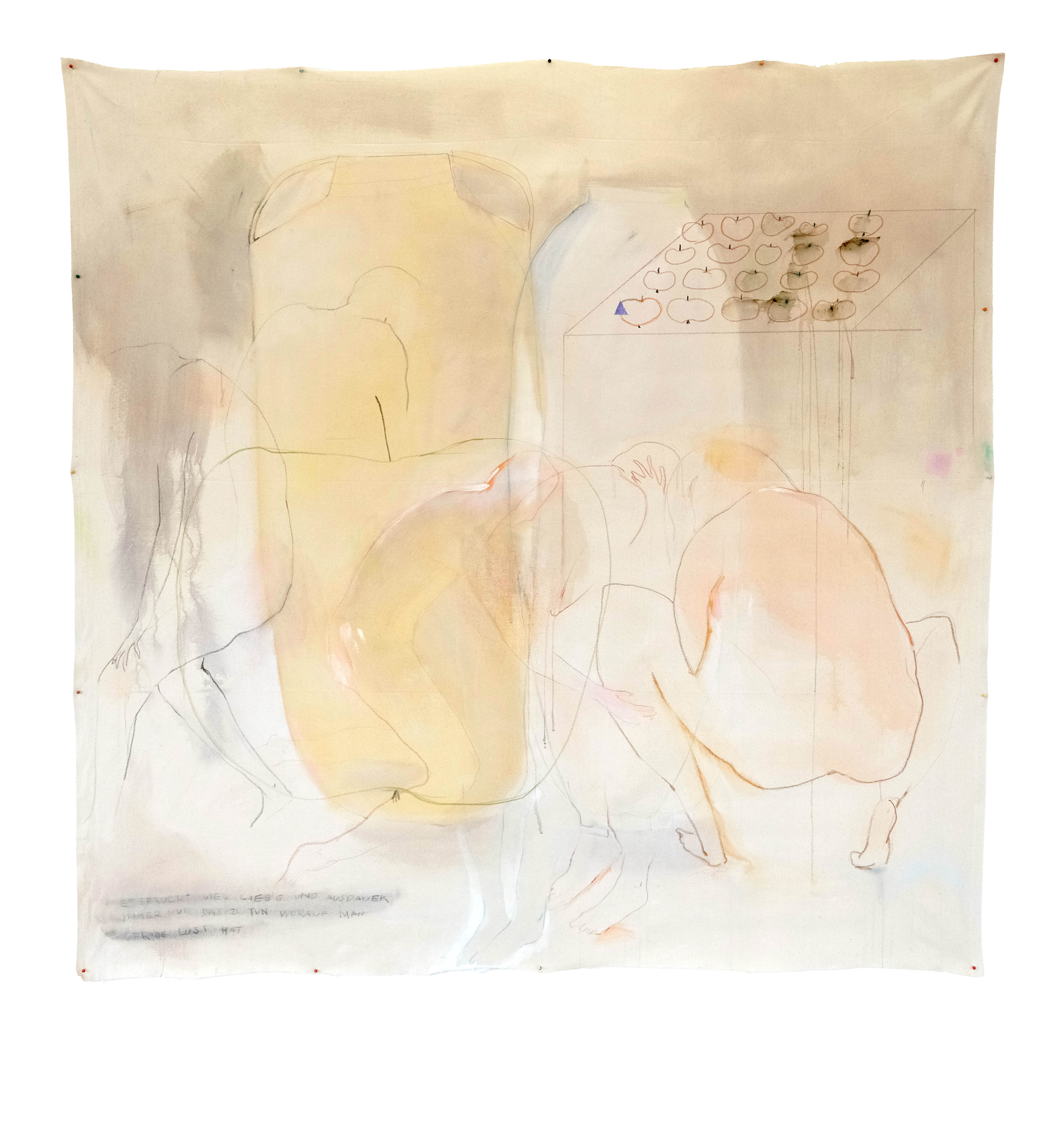 Untitled 02, 2024 Acrylic, oil pastels on canvas 160 W x H 158