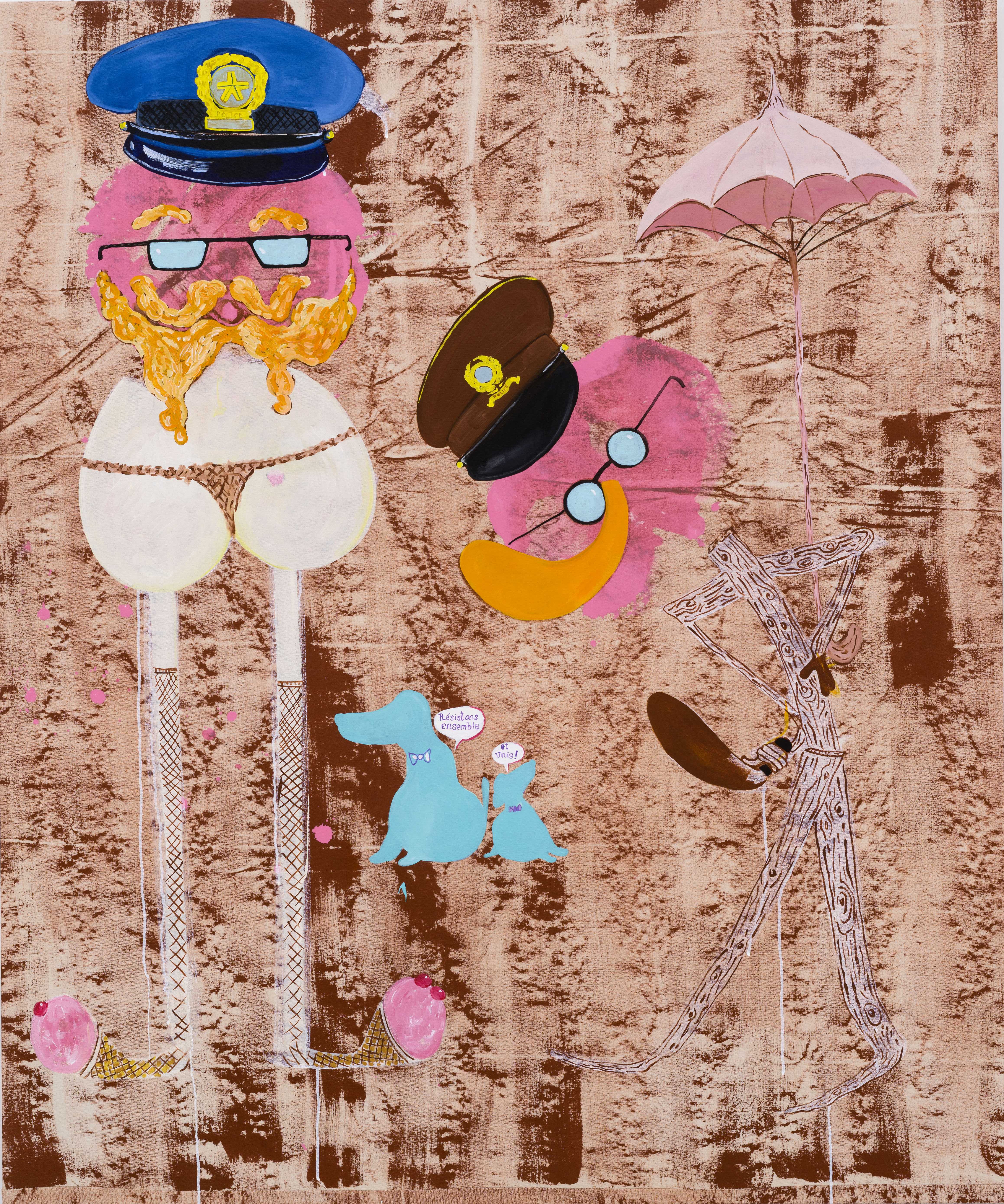 Résistons ensemble et unis, acrylique sur toile, 150 x 124 cm, 2017.