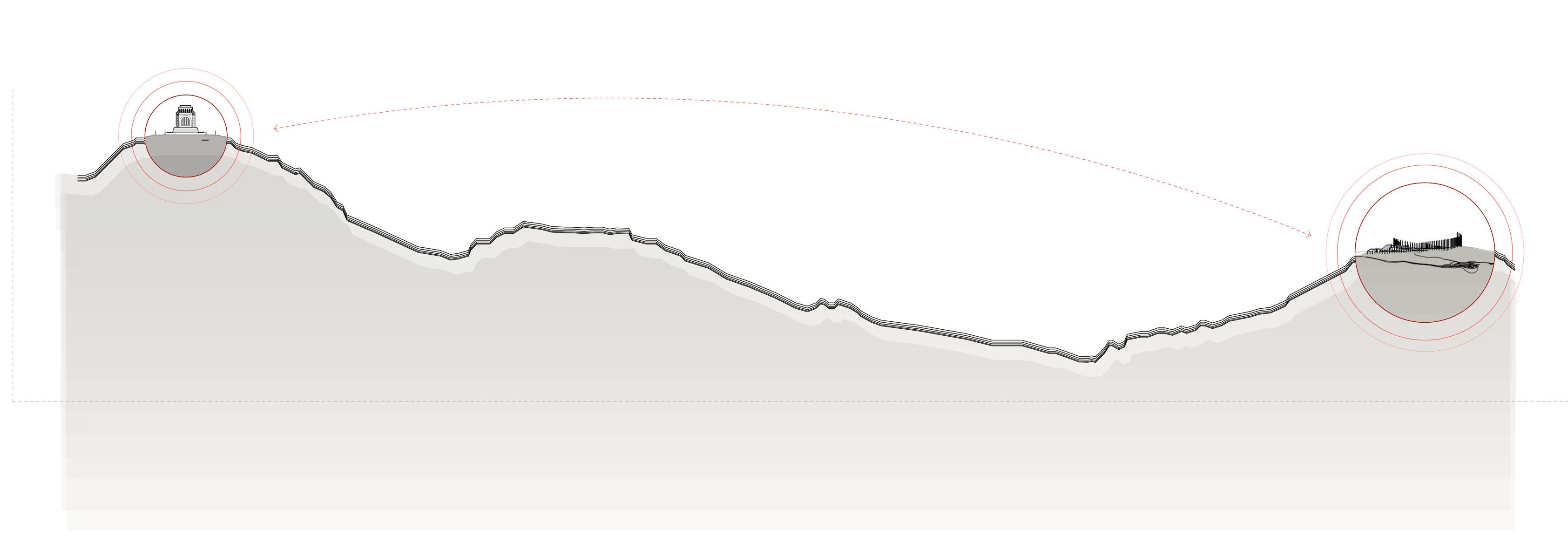 Cross Section Elevation Through the Landscape The Point of Acupuncture. Vipond, M. Unit 15X. 2022