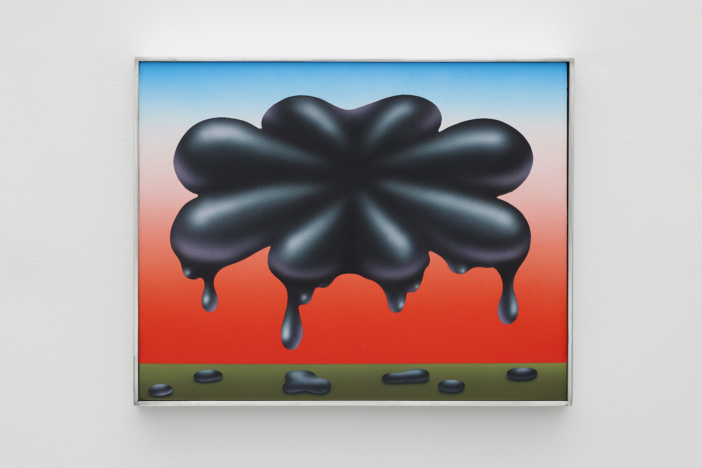 Oozer II, 2022, acrylic on panel with polished aluminum artist frame, 14" × 11"