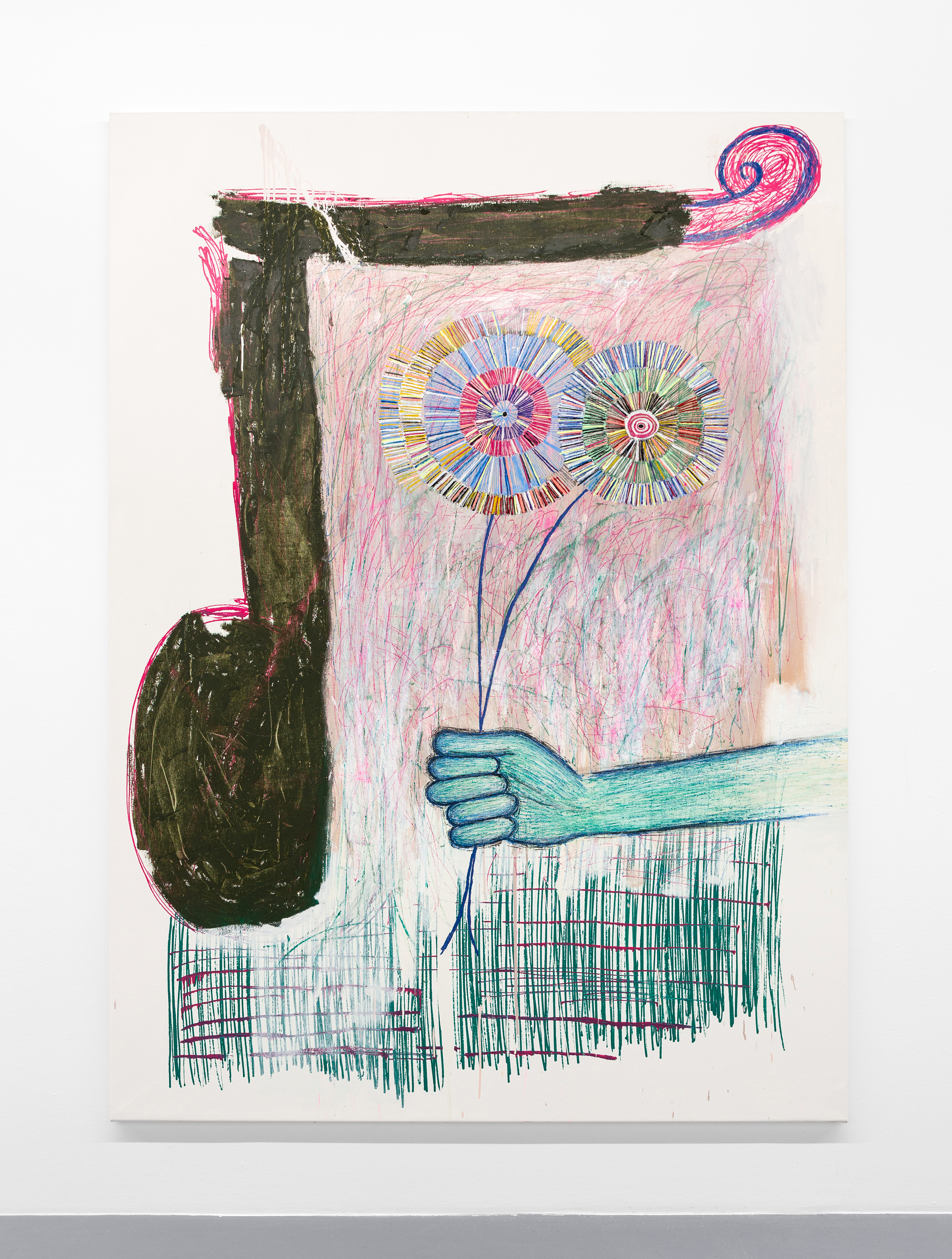 Show me the world 2021Enamel, oil stick and oil on canvas215 x 154 cm1/3