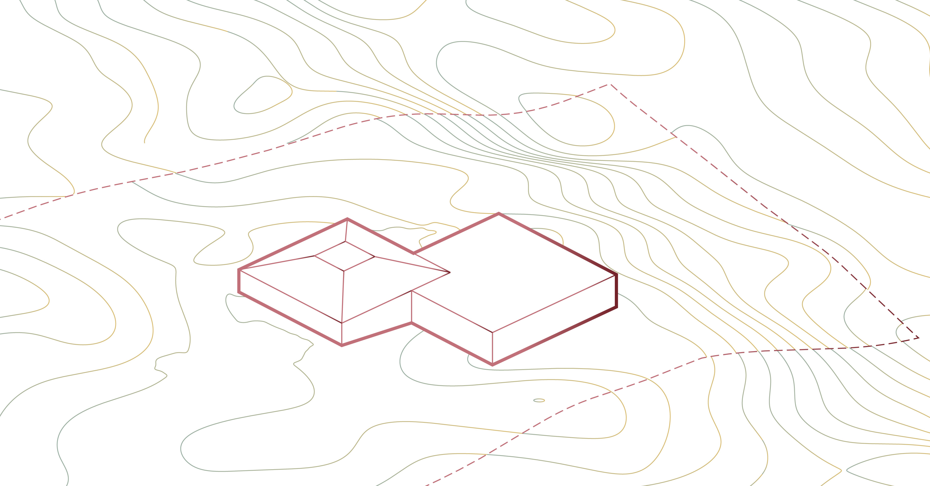 The two pavilions interlock and are set at different levels. Their differing appearance indicates the private and social zones of the house.