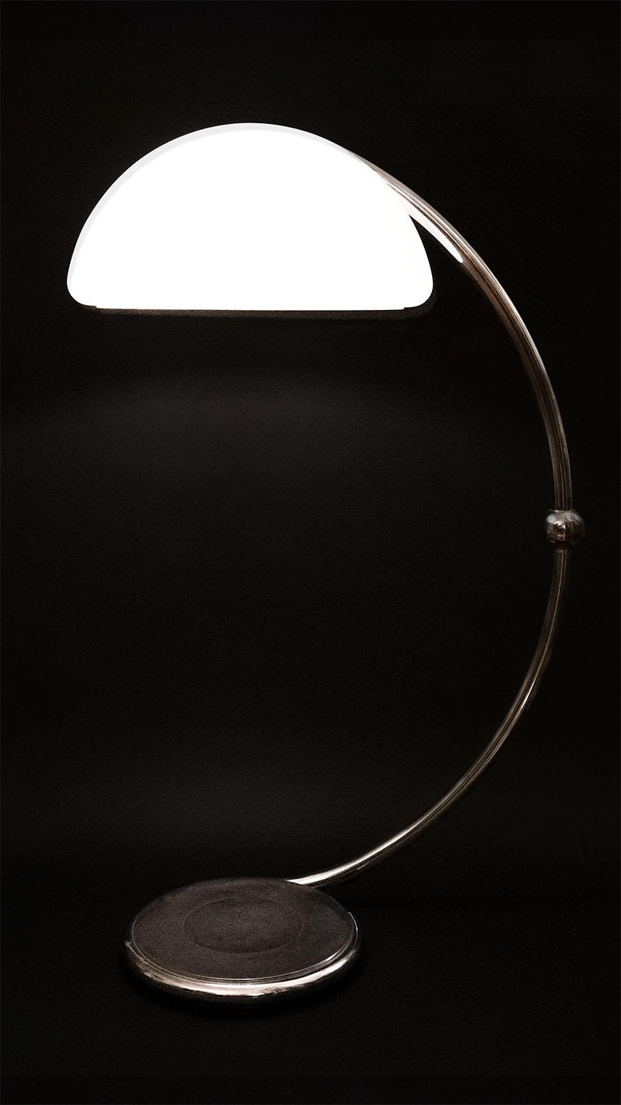 chrome elio martinelli serpente lamp for rent by Martinelli Luce 1970s rare lighting for sale by sweeterfat New York City