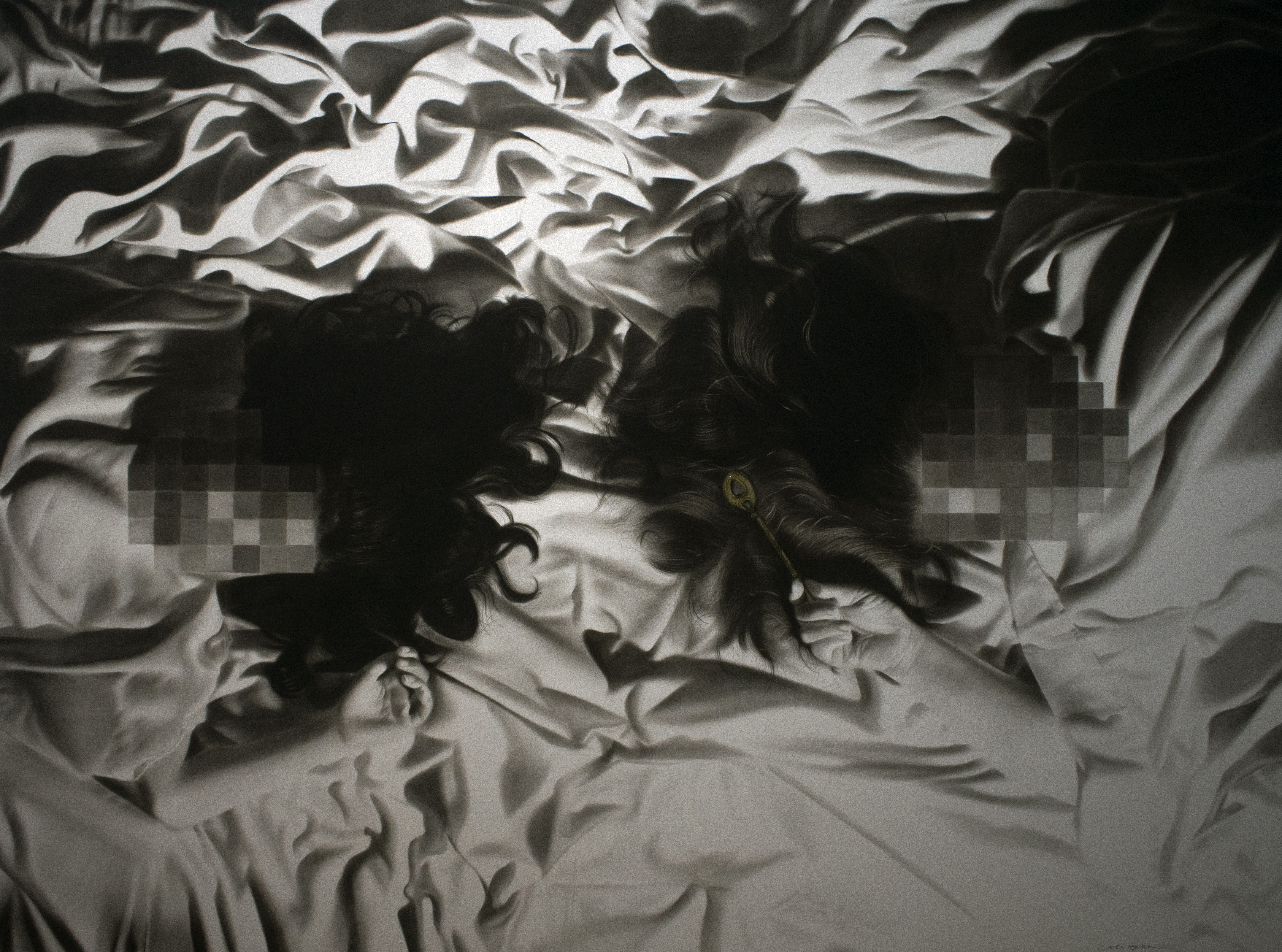 Legacy | 2022 | Charcoal, acrylic, and gold leaf on canvas | 200 x 150 cm