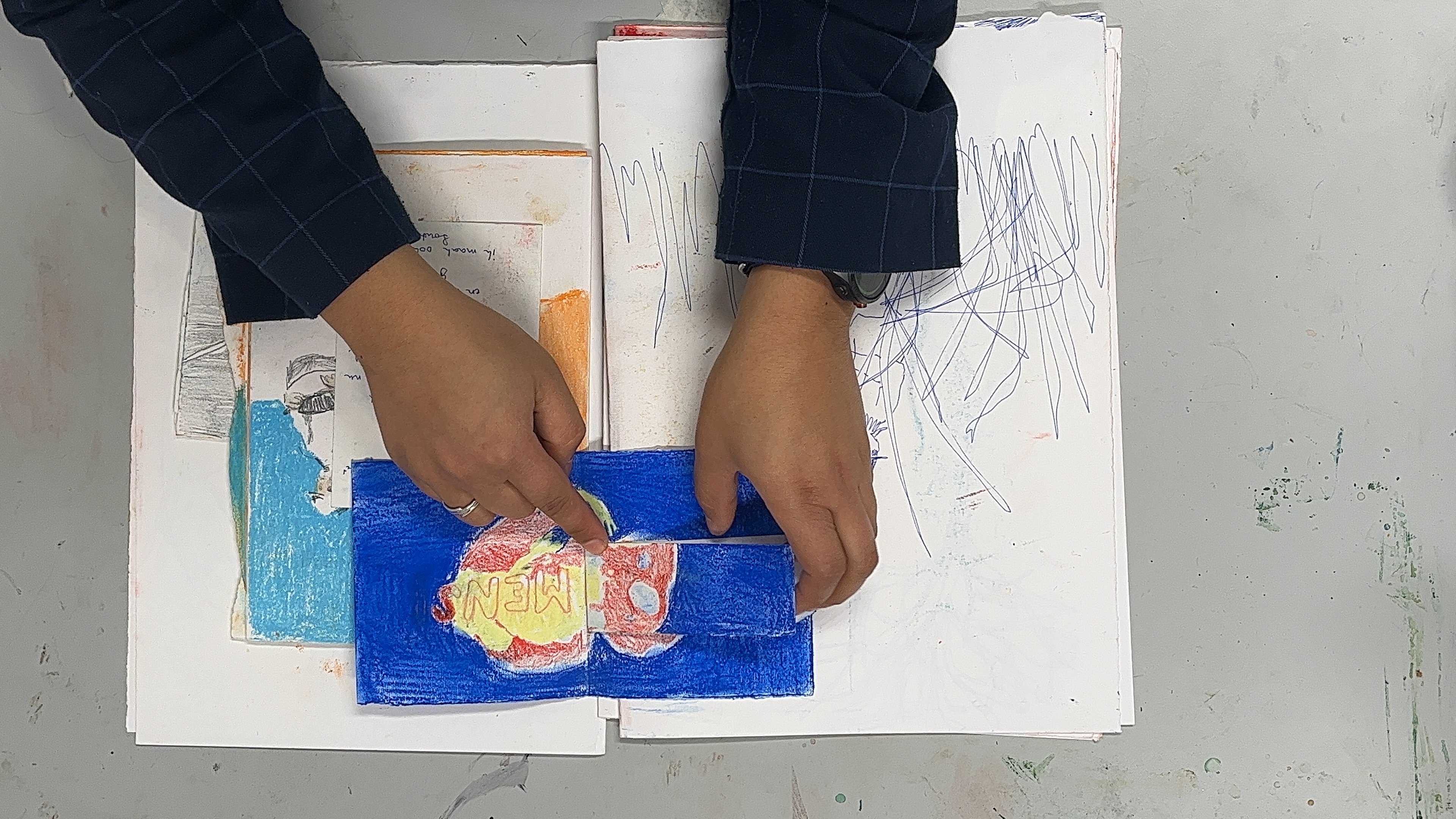 Ik deed een 24 uurs project waarin ik mijzelf de opdracht gaf elk uur een zine te maken. Dit is er één van. -herfst 2023