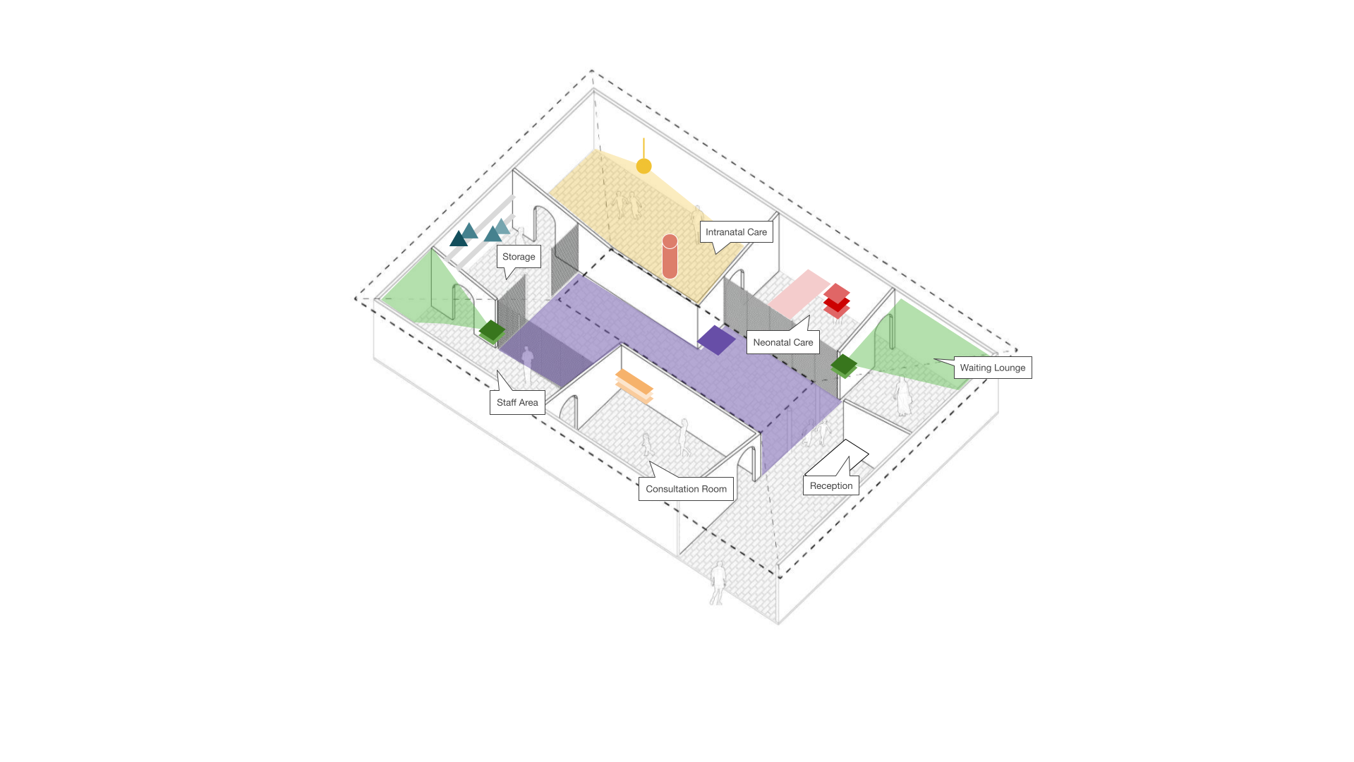 The experience is divided into seven interconnected zones - each highlighting critical intersections of clean energy and healthcare in remote communities.