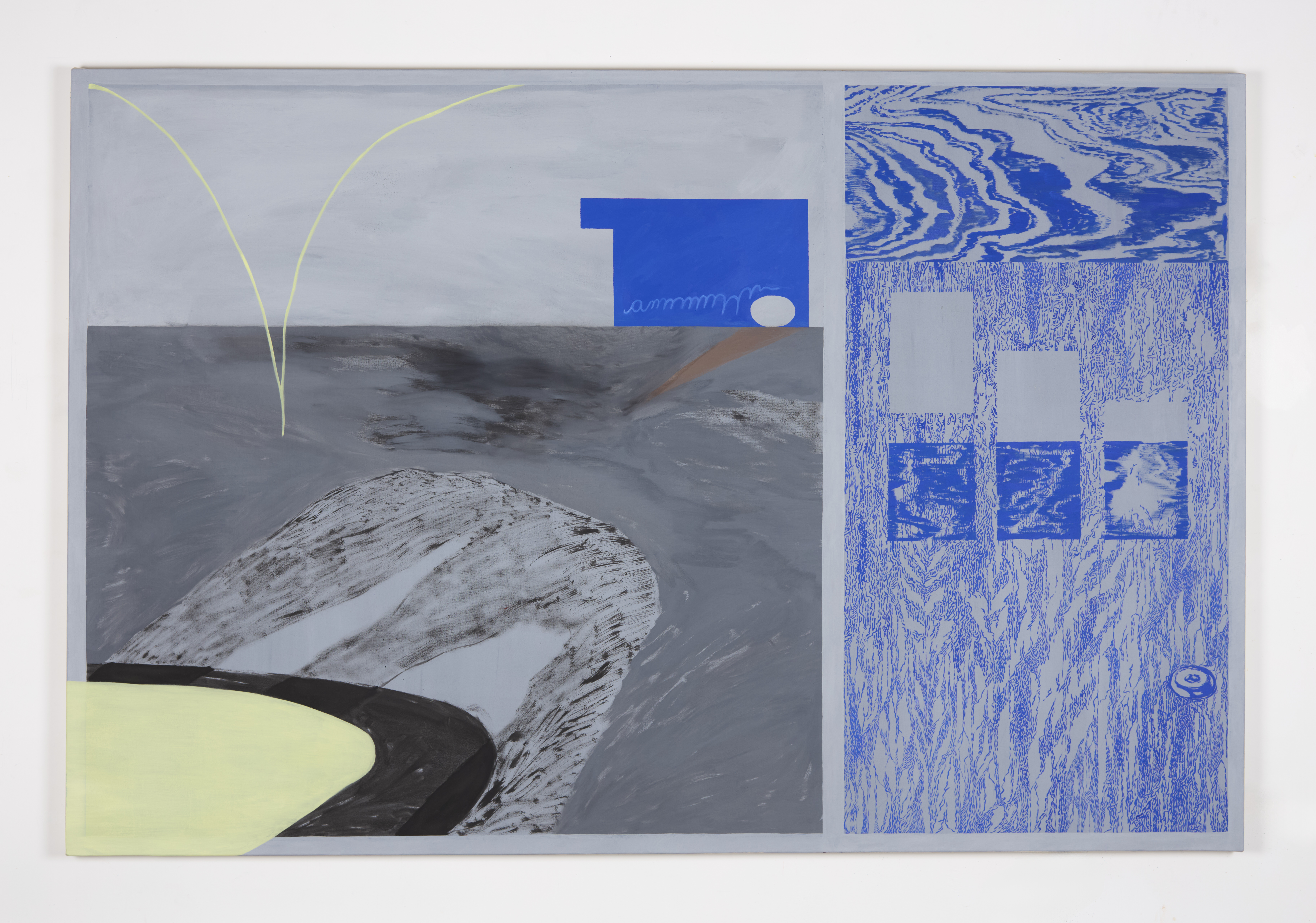 Crescent, 2024, Oil paint and charcoal on canvas, 72”x48”.