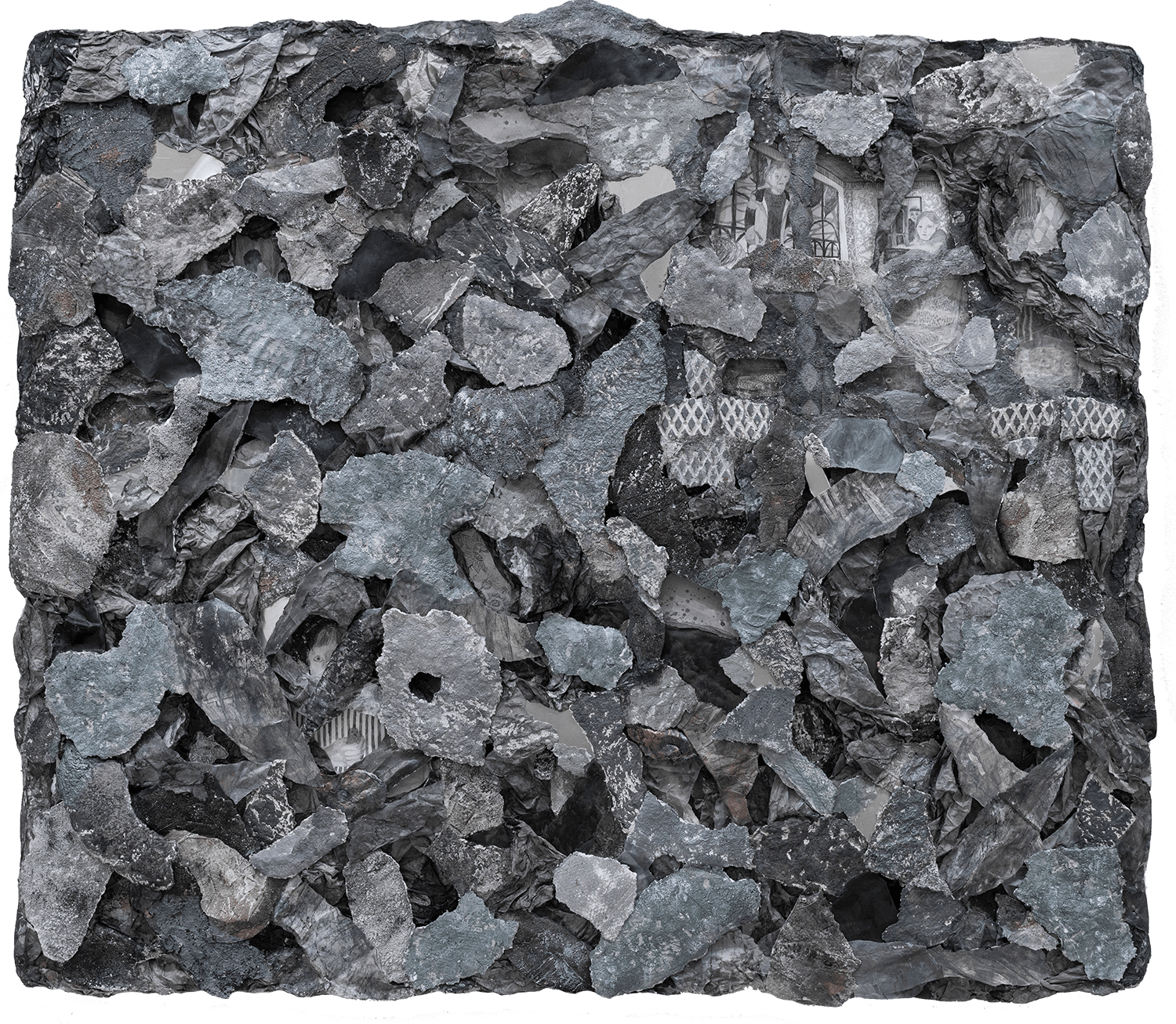 구덩이를 파는 사람, 2023, 종이, 제작종이, 흑연, 혼합재료, 콜라주, 124.5x145.5cm