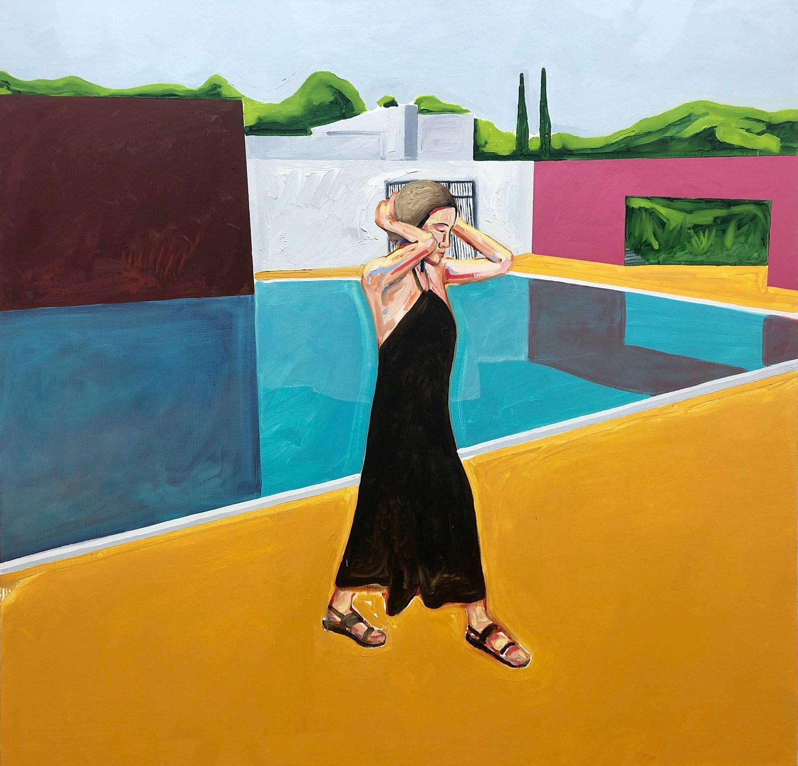 Sinéad Breslin, Luda at the Stables, 2019, oil on canvas, 55 1/8 x 55 1/8 in (140 x 140 cm)