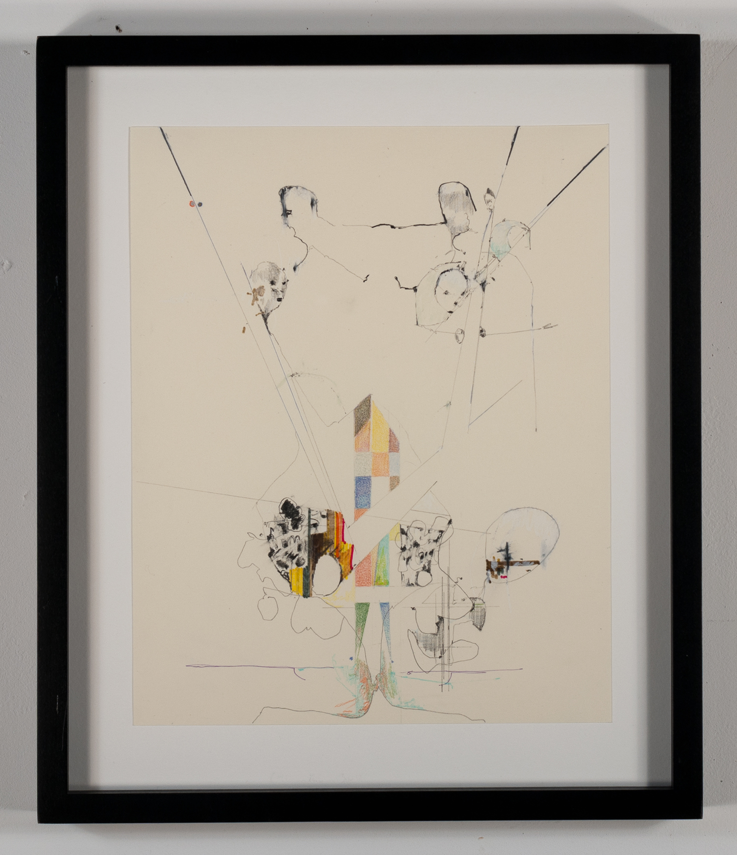 errand for wake  Ink, graphite, colored pencil on paper. 2021 - 13 x 11 - framed