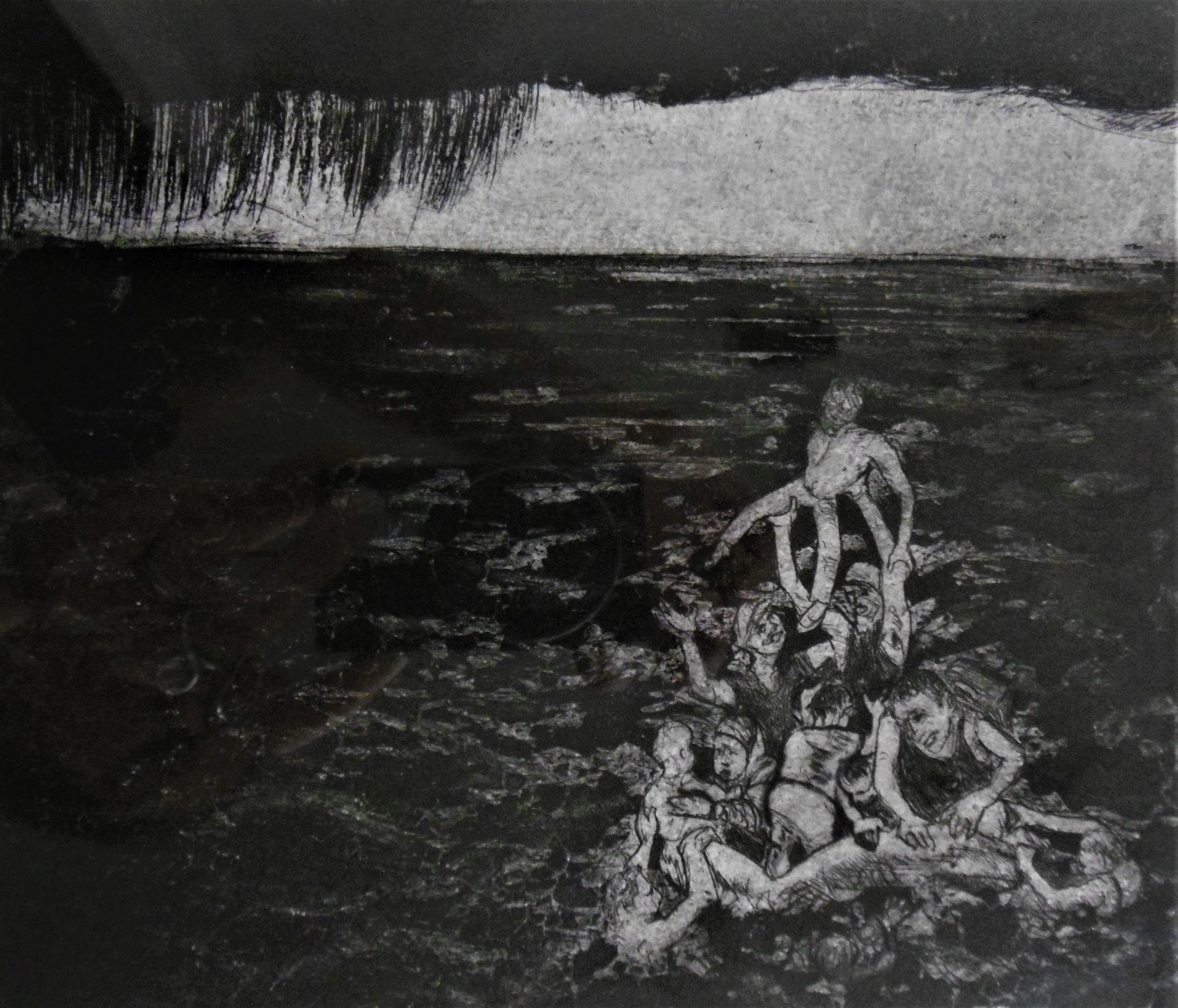 Refugees II AP, etching and aquatint, 32 x 36cm mounted, £75