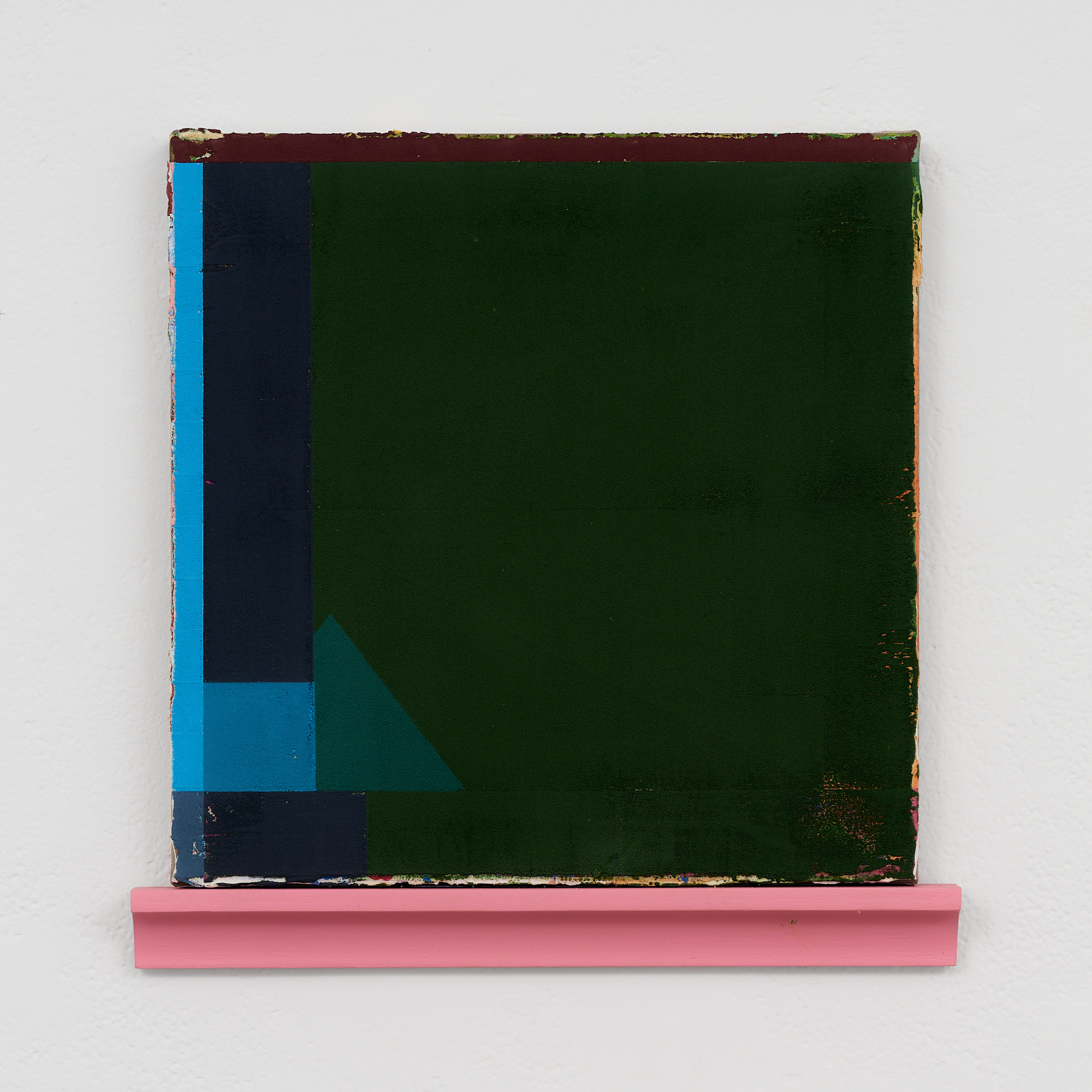Small Movements, 2024, pigments and binding mediums on linen, 26cm x 26cm plus timber sill