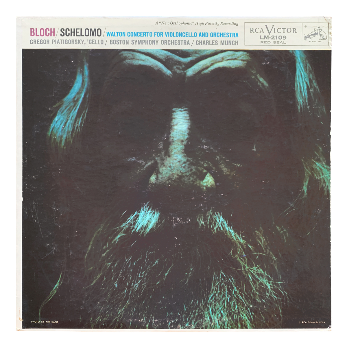 RCA Victor LM 2109 Ernest Bloch - Schelomo | William Walton - Concerto for violoncello and orchestra Boston Symphony Orchestra - Charles Munch Gregor Piatigorsky Design: Art Kane (photography)