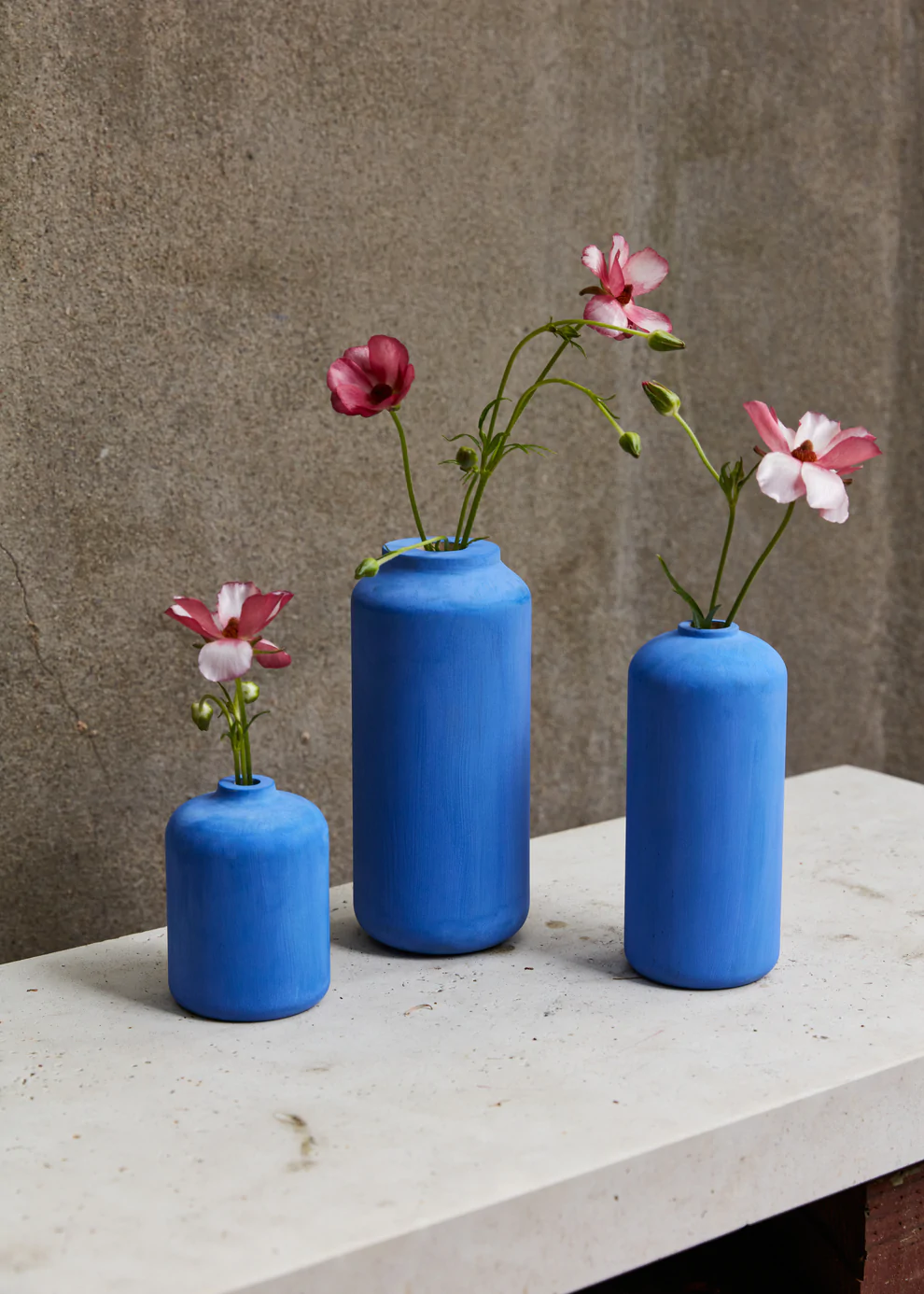 Blue vases by Melanie Abrantes Designs