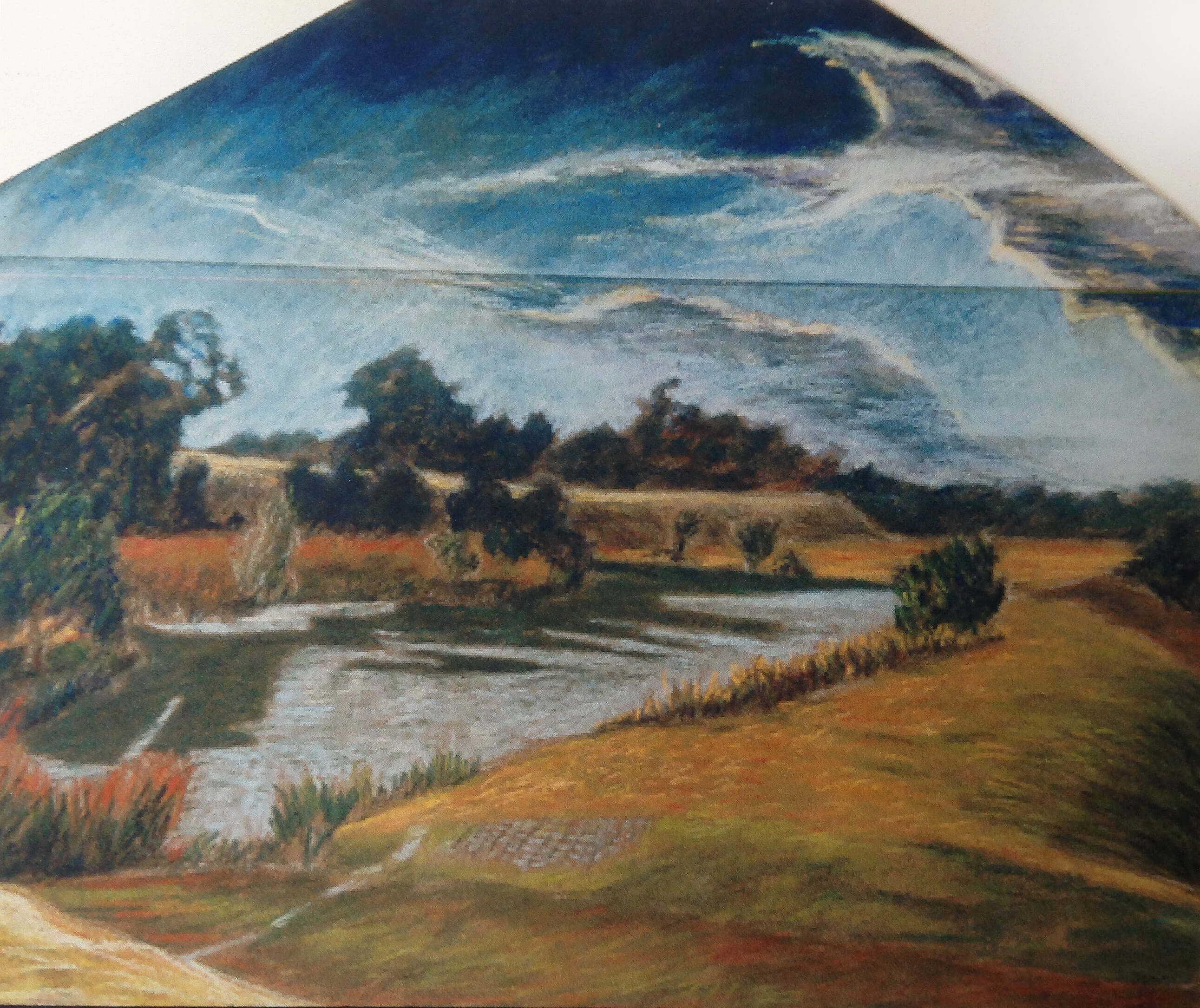 The Dam At Saints, Pastel on Paper, 20 x 30 cm.