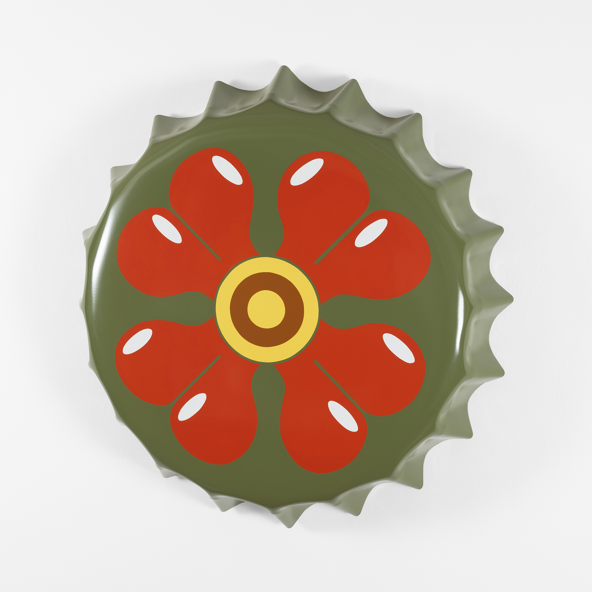 Siren (Surf & Turf), 2023, enamel on shaped steel, 33" × 33"× 6"