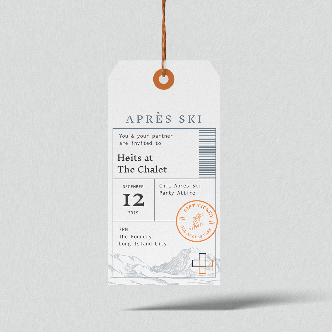 Après Ski "Lift Ticket" Invite for Fahrenheit 212 Holiday Party