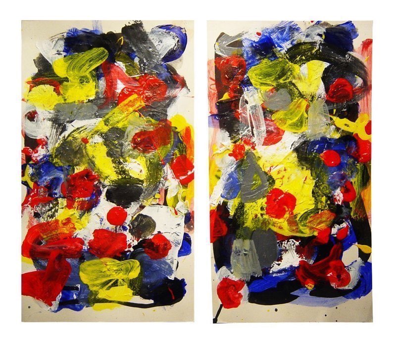 Two Abstractions  1986-2010ink/acrylic/paper 16.5x14”