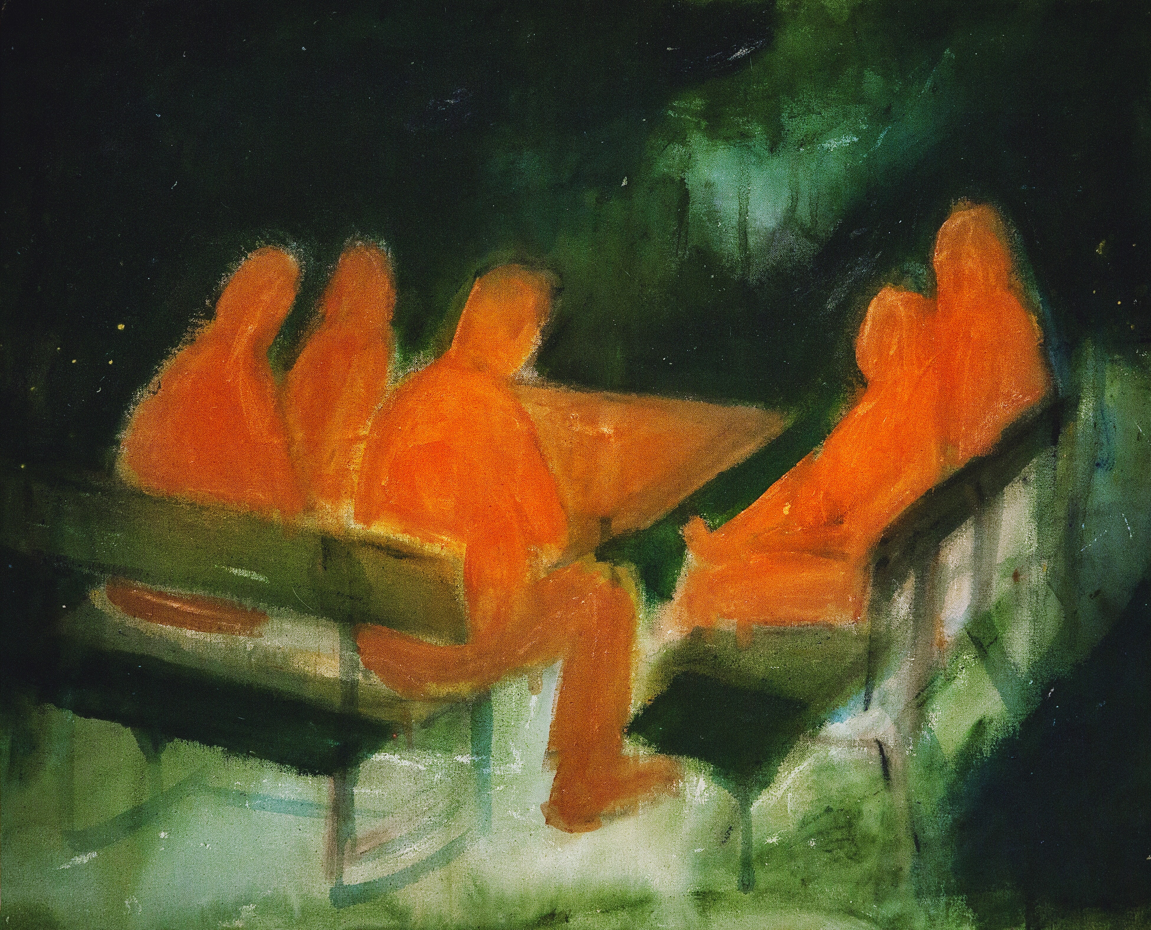  Night Meeting. 夜會. 2019. acrylic on canvas. 33x40 inches. 83x102 cm.