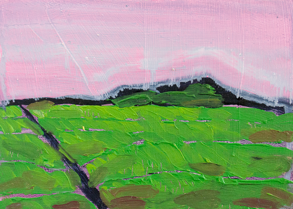 Dykes, oil on panel, 5 x 7 inches, 2017.