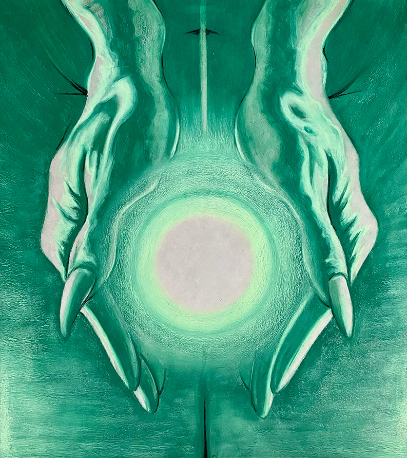 Hopefully, 2022, Oil pastel on paper, 18 x 24 in