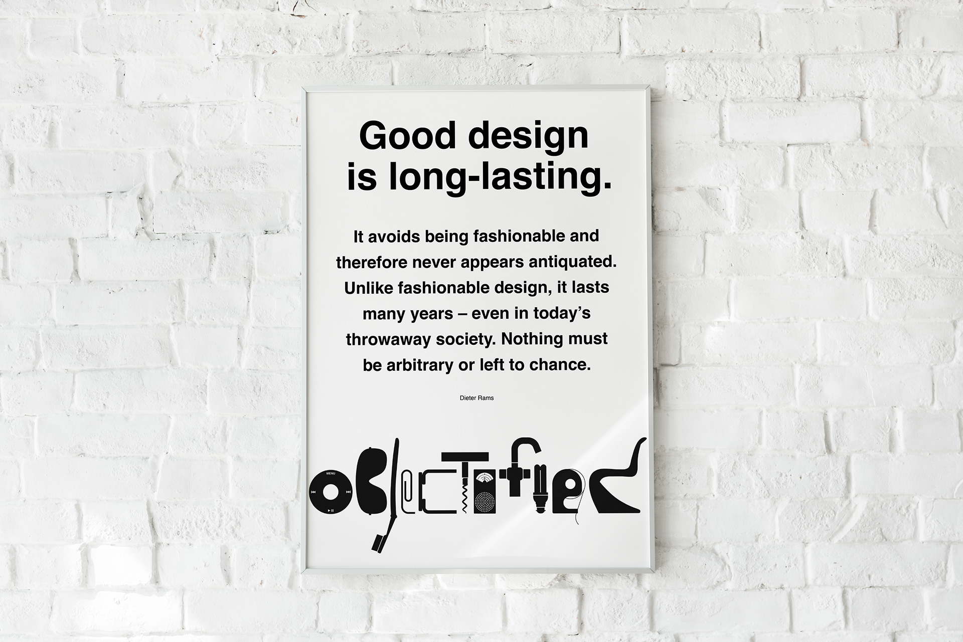 This poster shows a collection of iconic design items gathered in one place