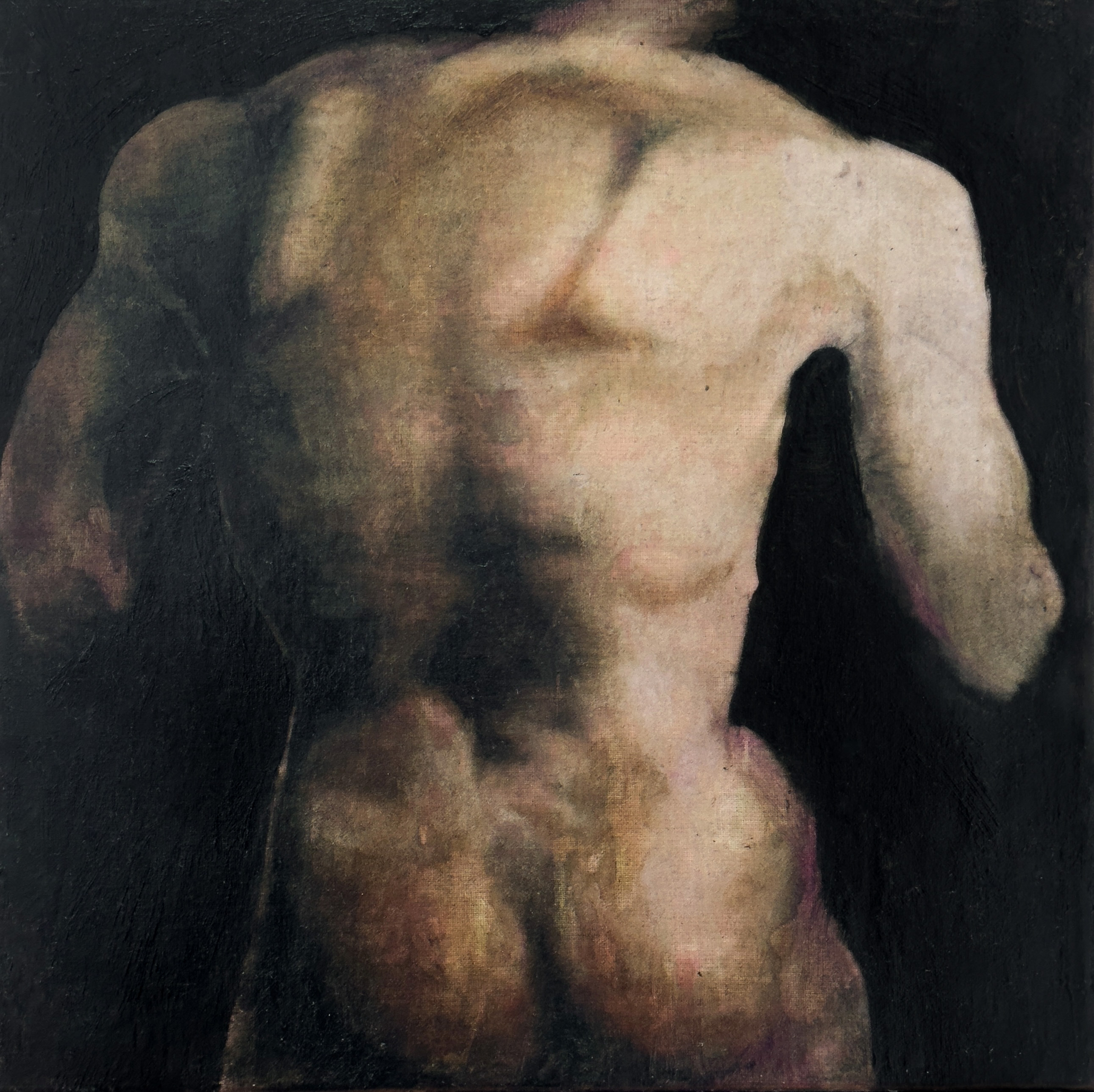 Espalda sin nombre 2. Óleo sobre lino. 30 x 30 cm. 2025.