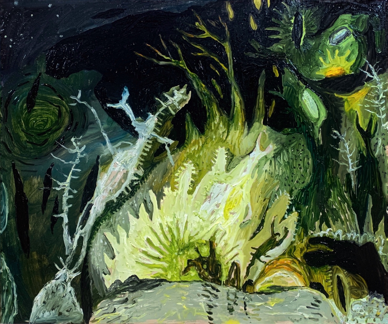 Mark Laver, I can't tell when my dreams won't come true, 2022, Oil on panel,  23 x 28 in.