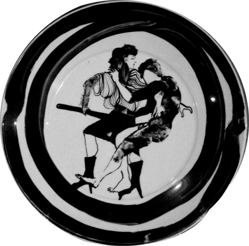 Dinner Plate I, Ink on ceramic plate, 14" diameter, 2005