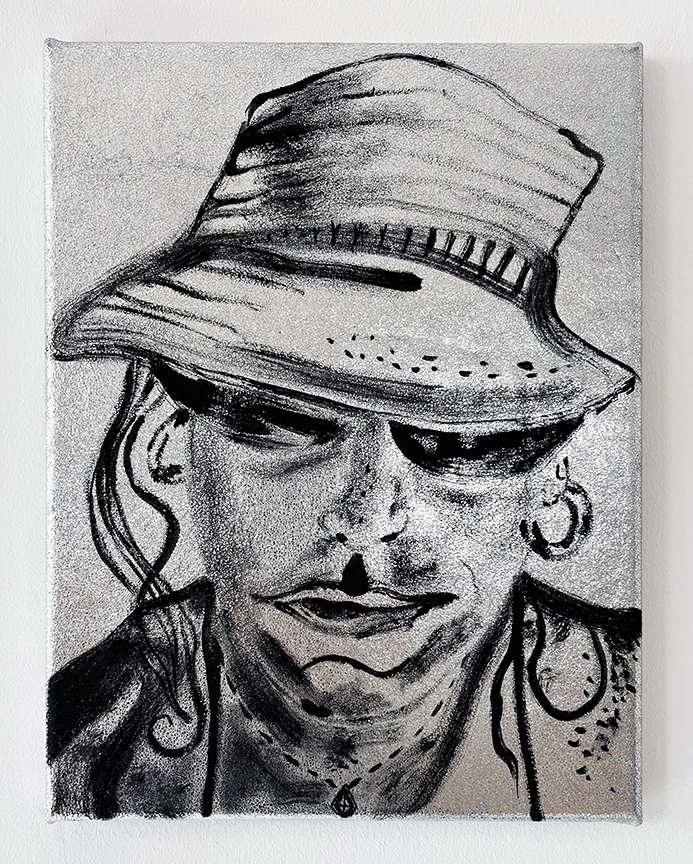 Sunhat 1, 2025Oil on leather40 x 30 cm