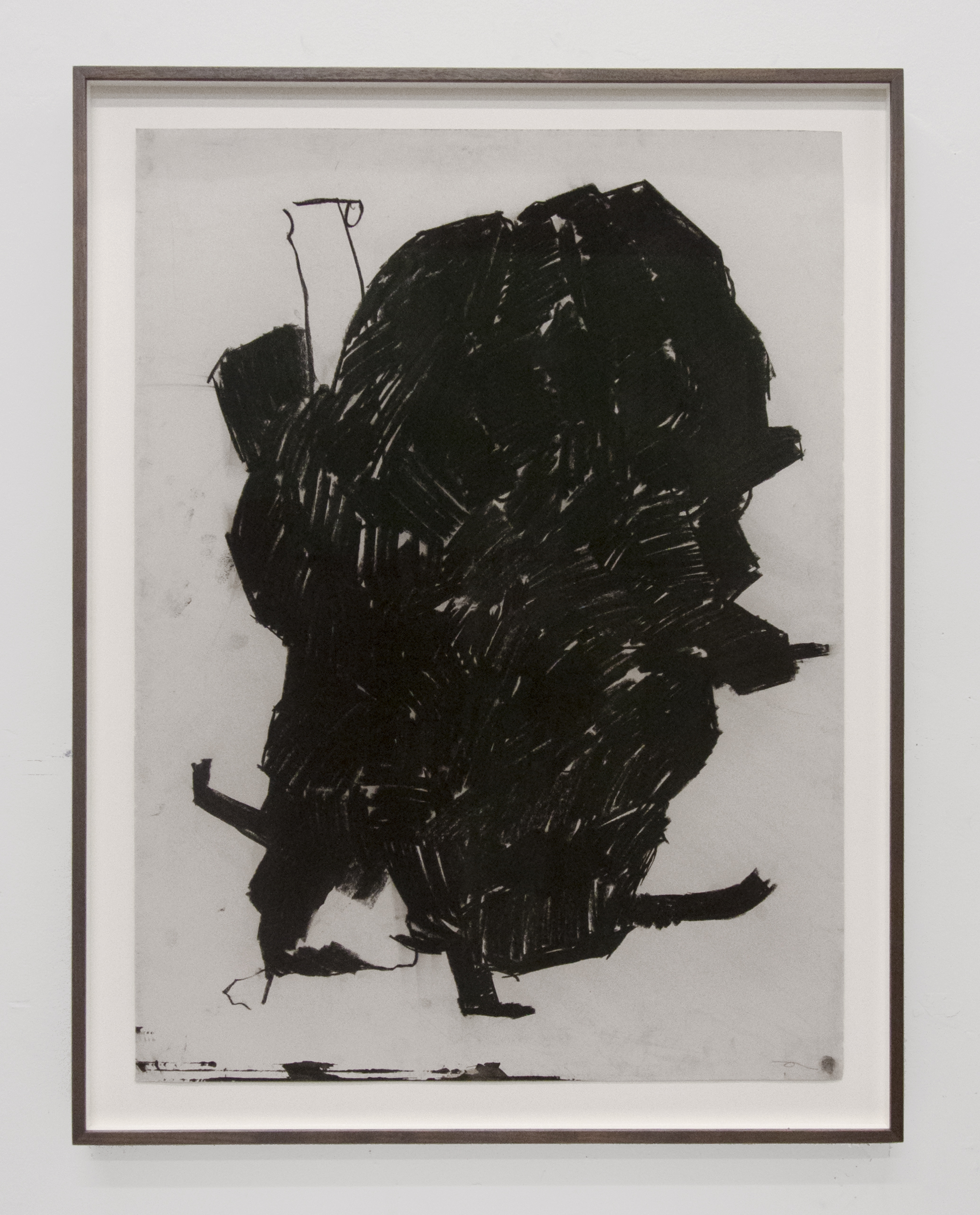 Drawing 398, 2020, charcoal, grease pencil on paper w/ frame, 35” x 25” (89cm x 64cm)